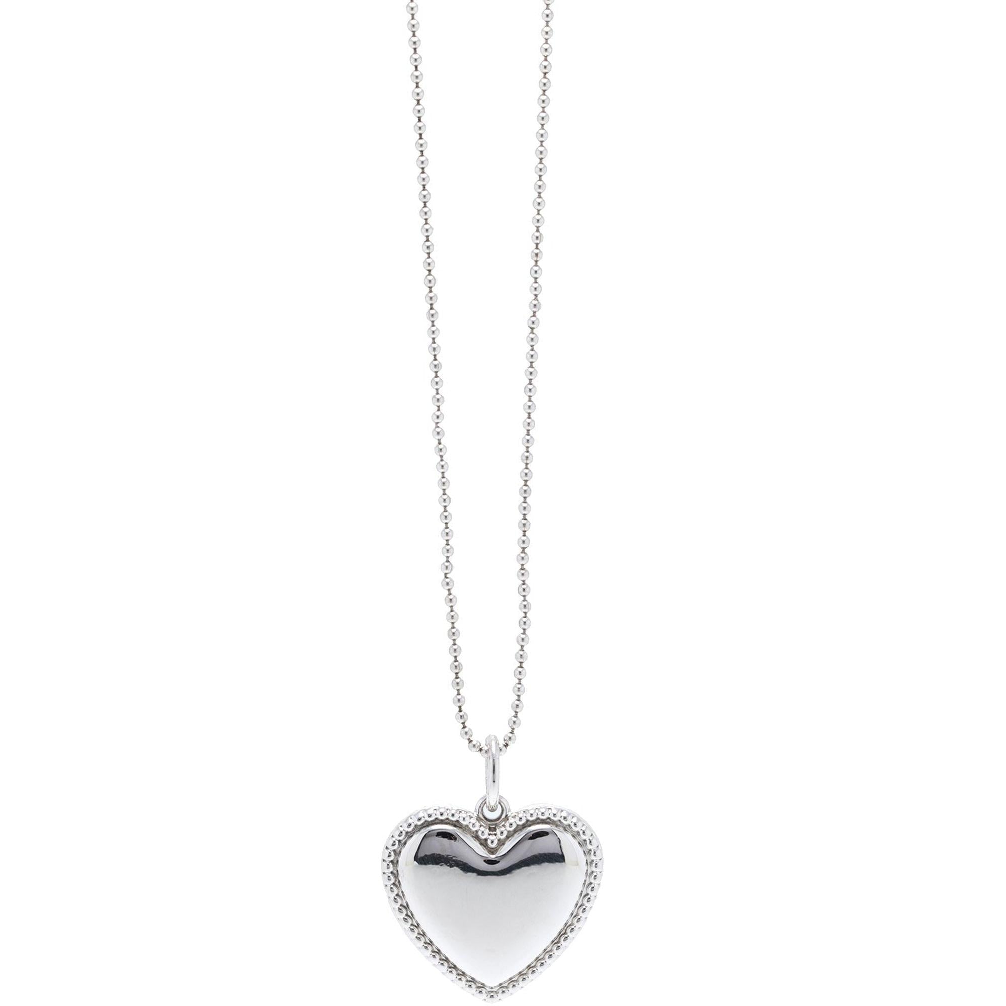 Tiffany & Co. Beaded Edge Heart Charm Pendant Necklace