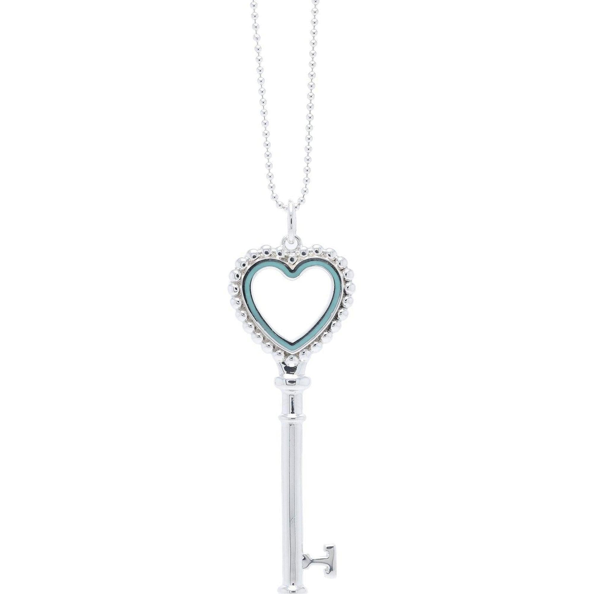 Tiffany & Co. Beaded Heart Key Pendant Necklace