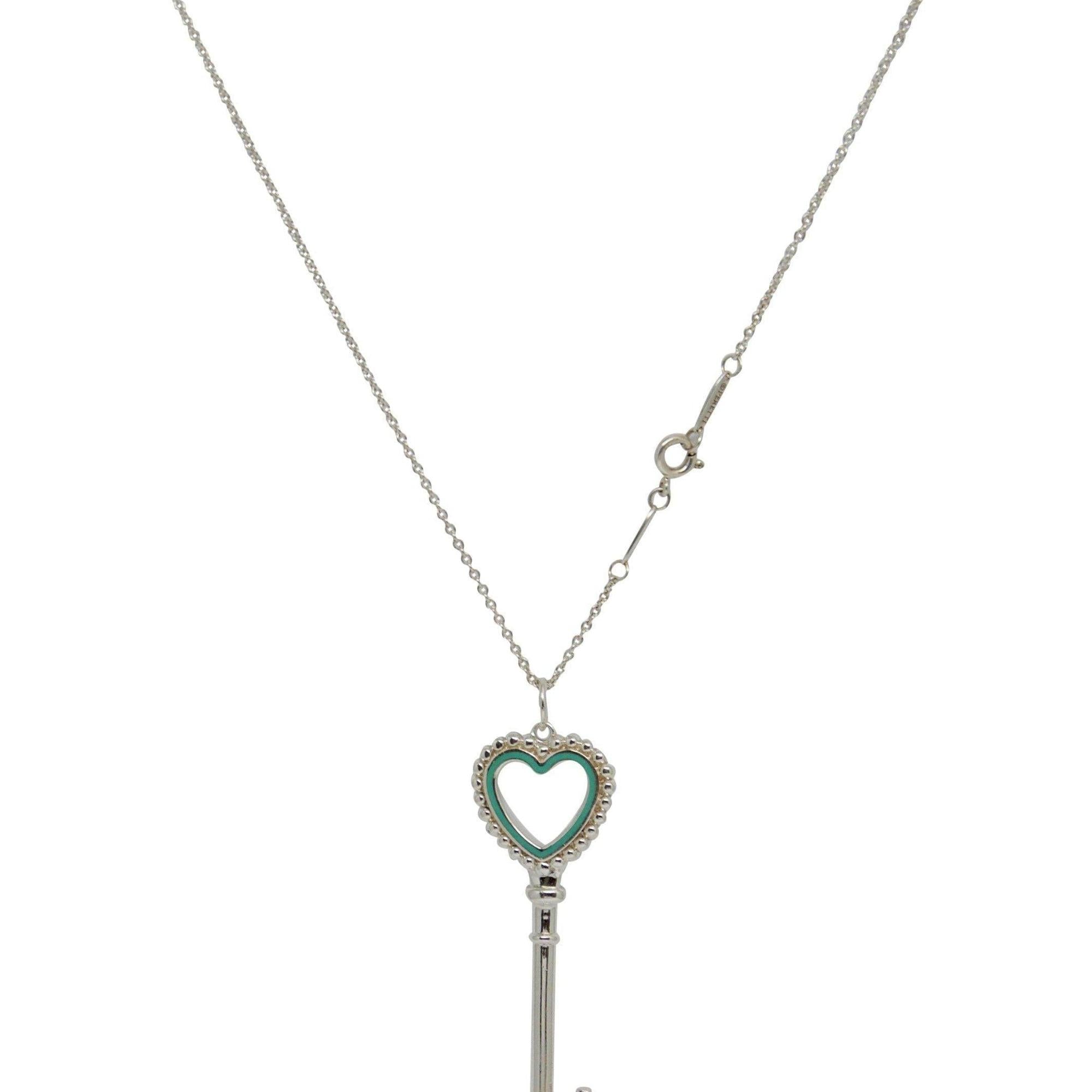 Tiffany & Co. Beaded Heart Key Pendant Necklace