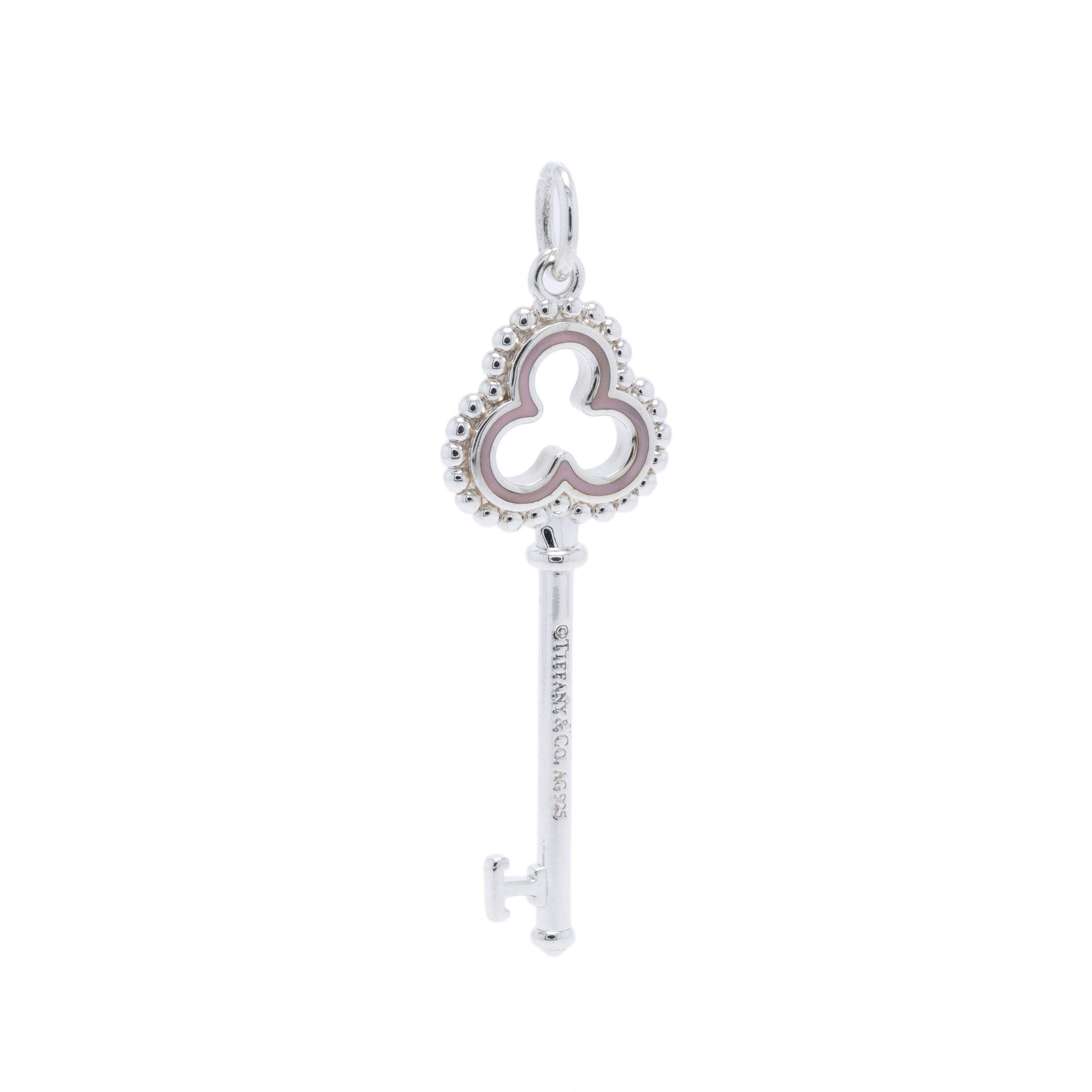 Tiffany & Co. Beaded Trefoil Key Pendant with Pink Enamel