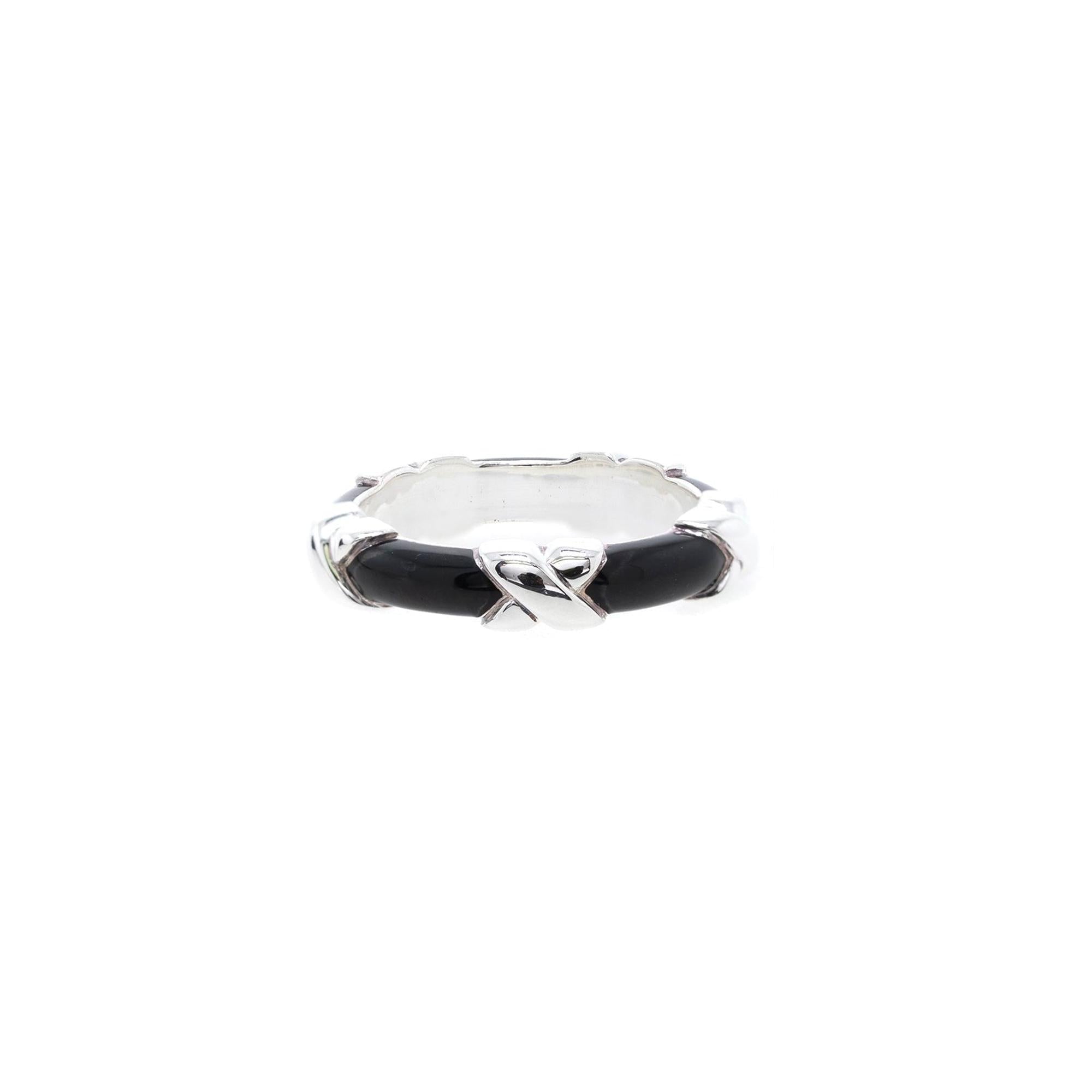 Tiffany & Co. Black Enamel X Band Ring