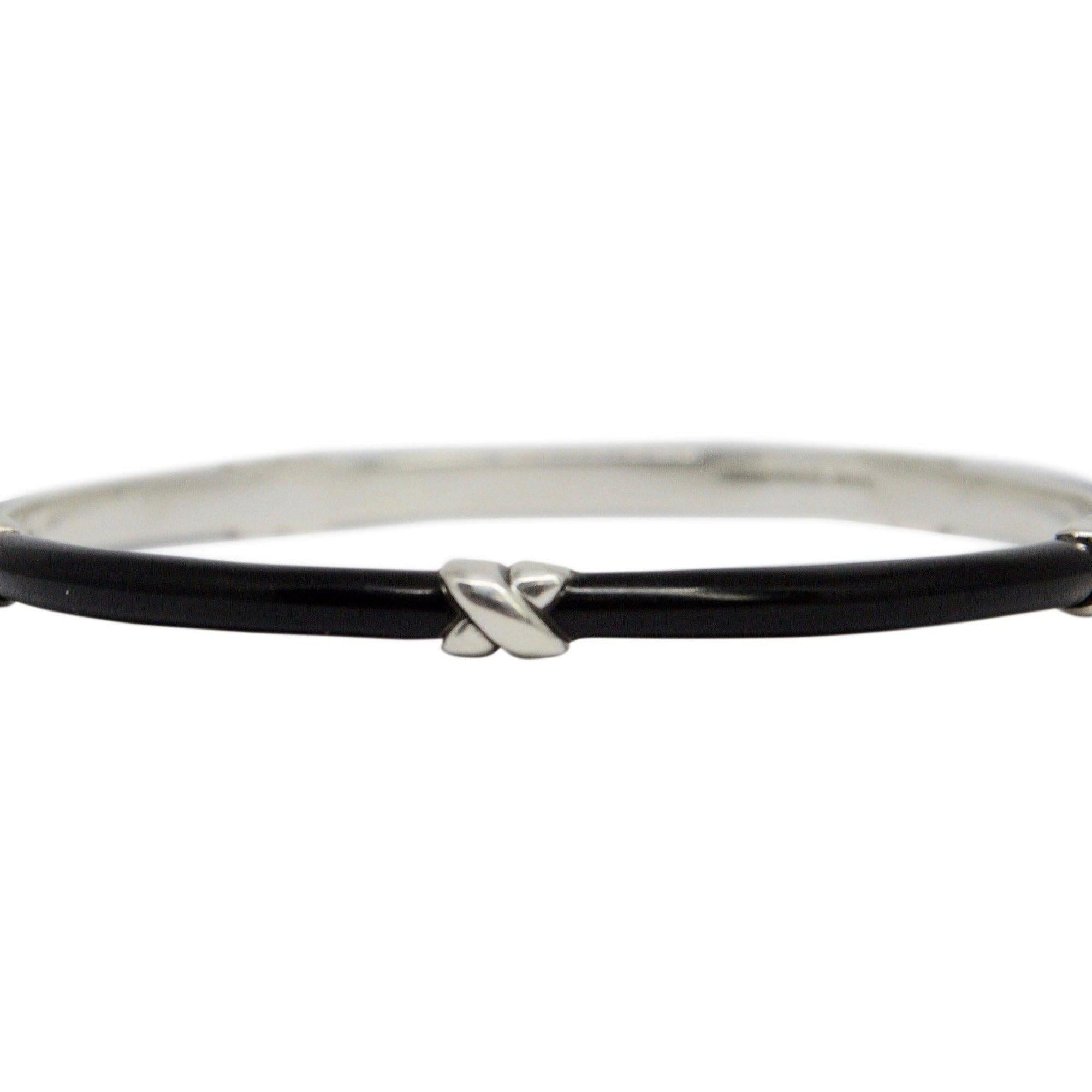 Tiffany & Co. Black Enamel X Bangle Bracelet