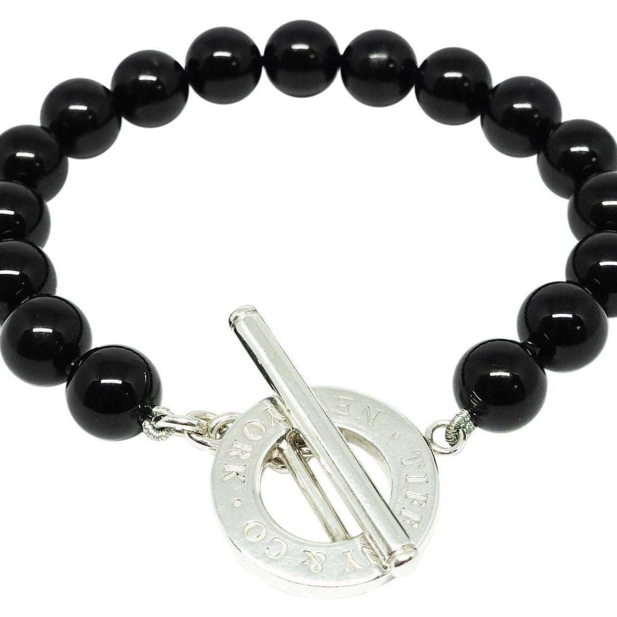 Tiffany & Co. Black Onyx Bead Bracelet with Sterling Silver Toggle Clasp
