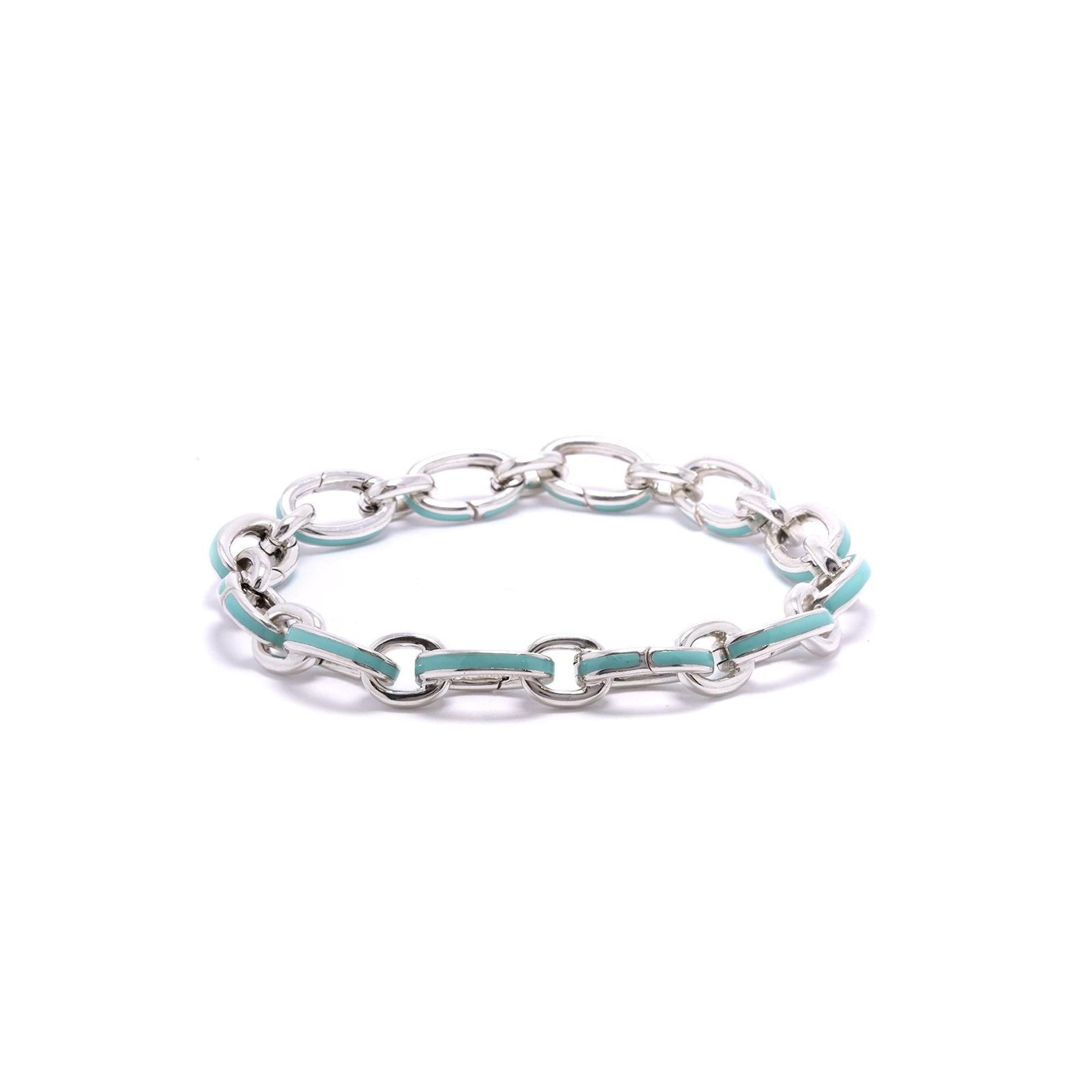 Tiffany & Co. Blue Enamel Clasping Link Bracelet