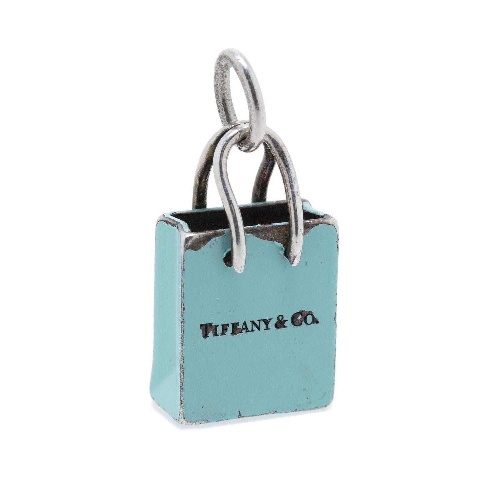 Tiffany & Co. Blue Enamel Shopping Bag Charm