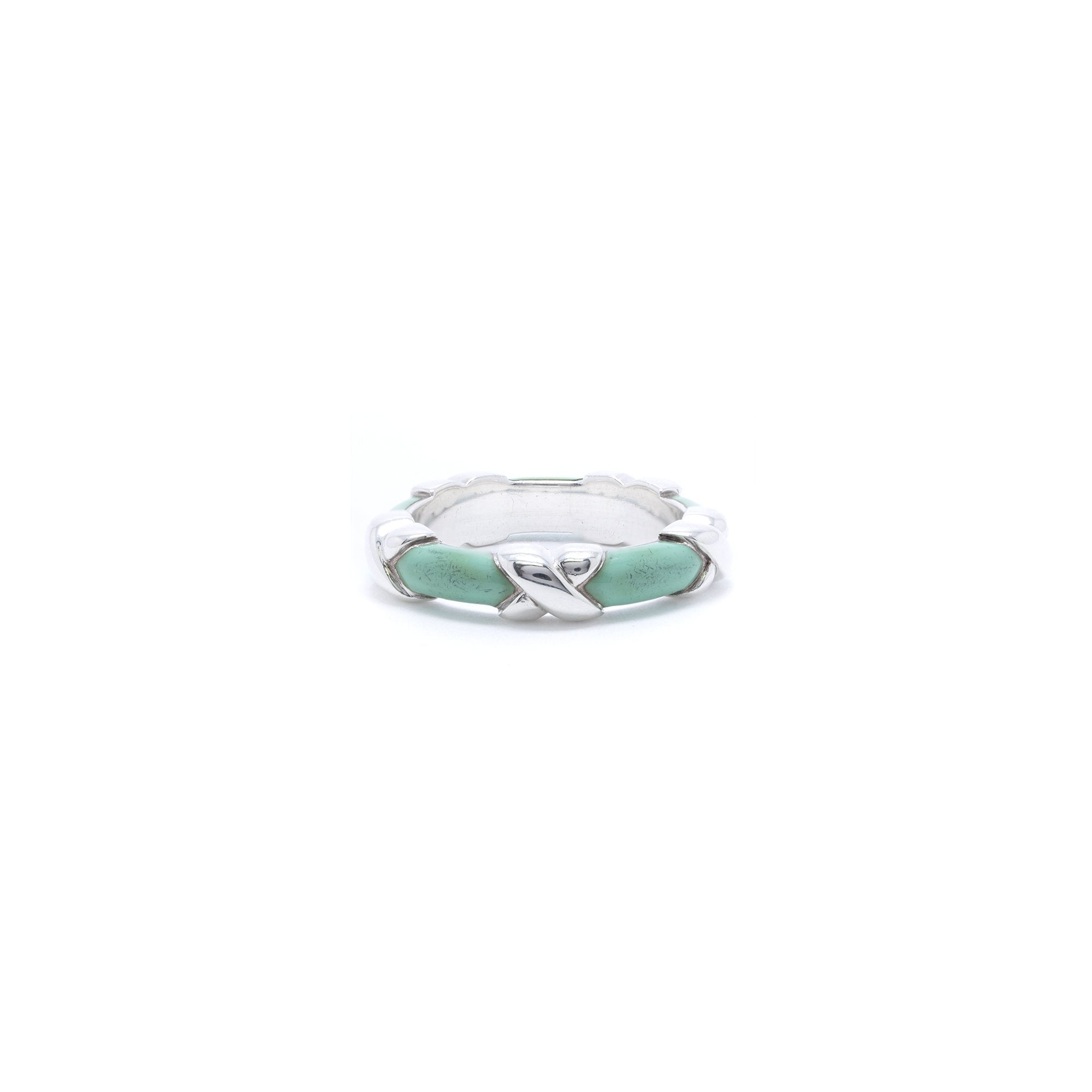 Tiffany & Co. Blue Enamel X Band Ring