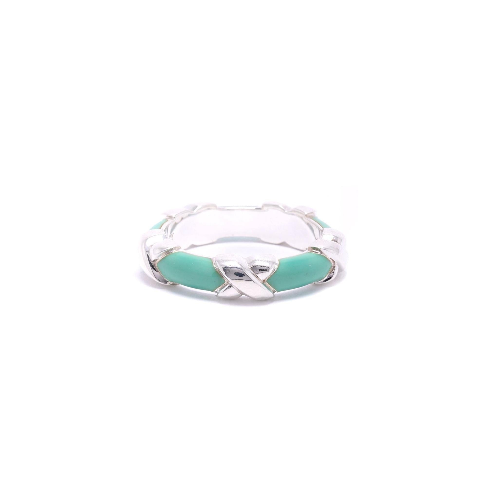 Tiffany & Co. Blue Enamel X Band Ring