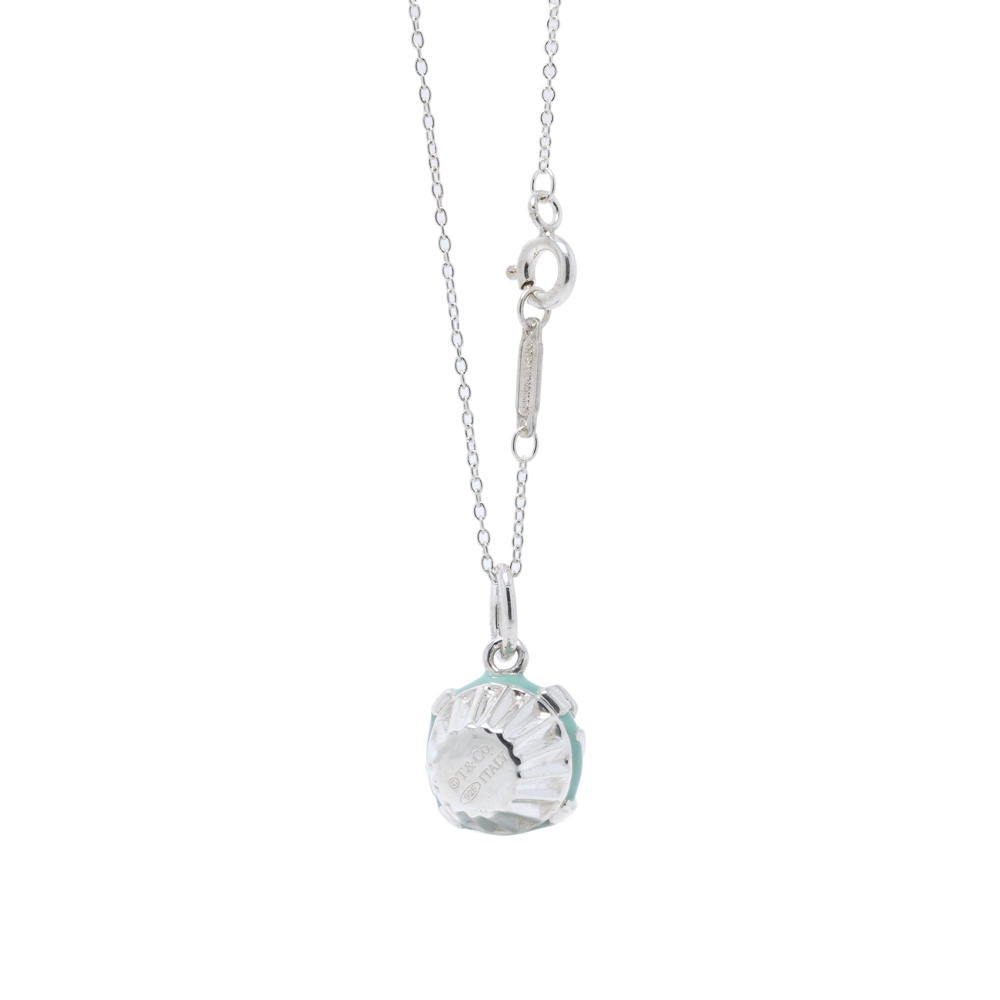 Tiffany & Co. Cupcake Charm Necklace with Blue Enamel
