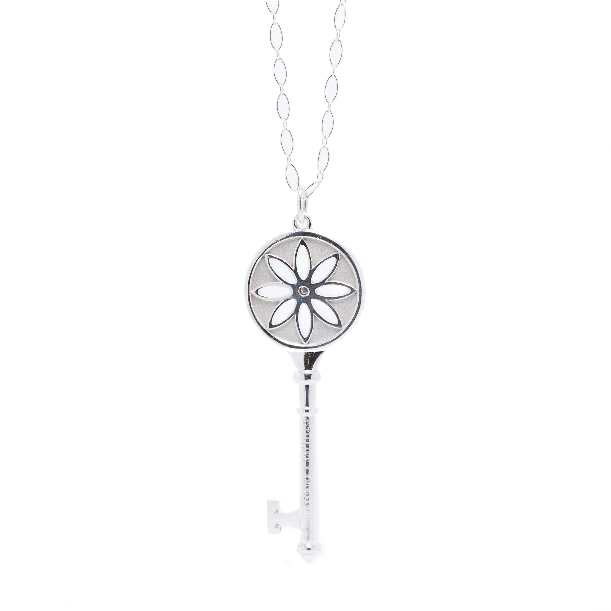 Tiffany & Co. Diamond Daisy Key Pendant Necklace