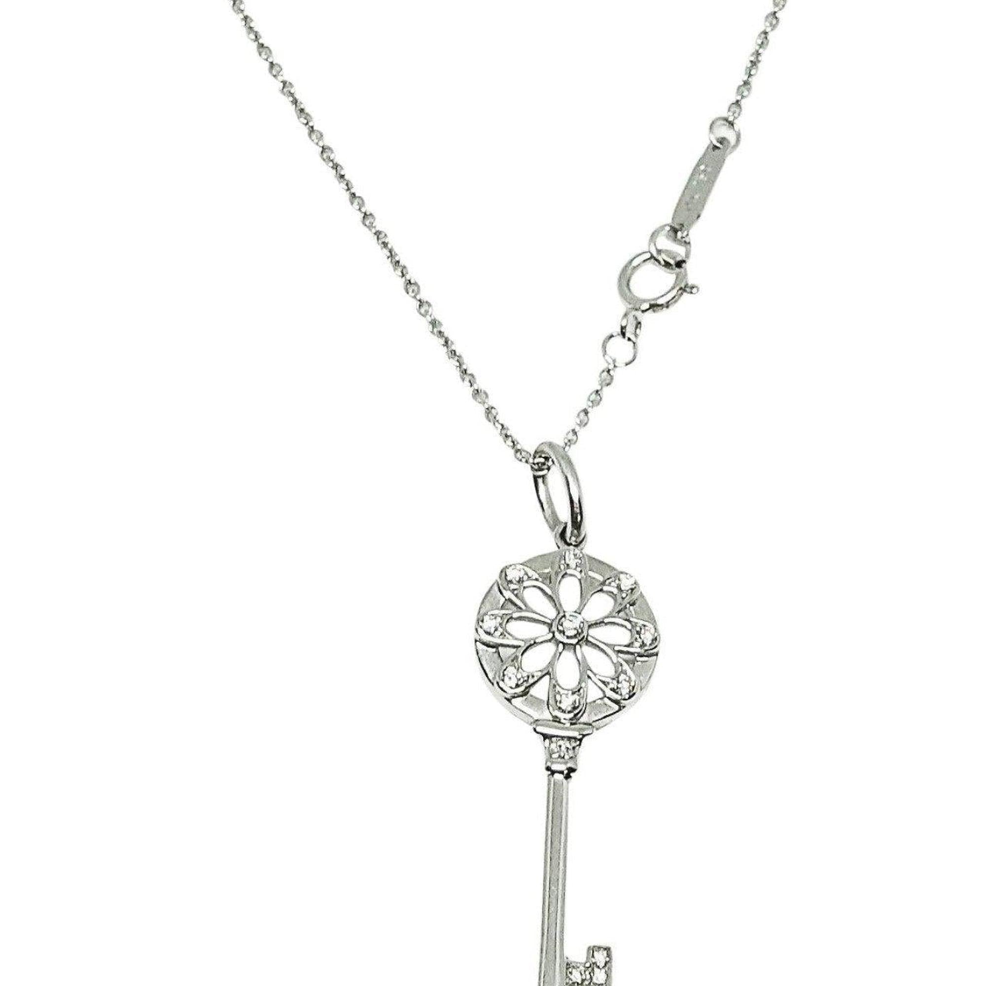 Tiffany & Co. Diamond Floral Key Pendant Necklace