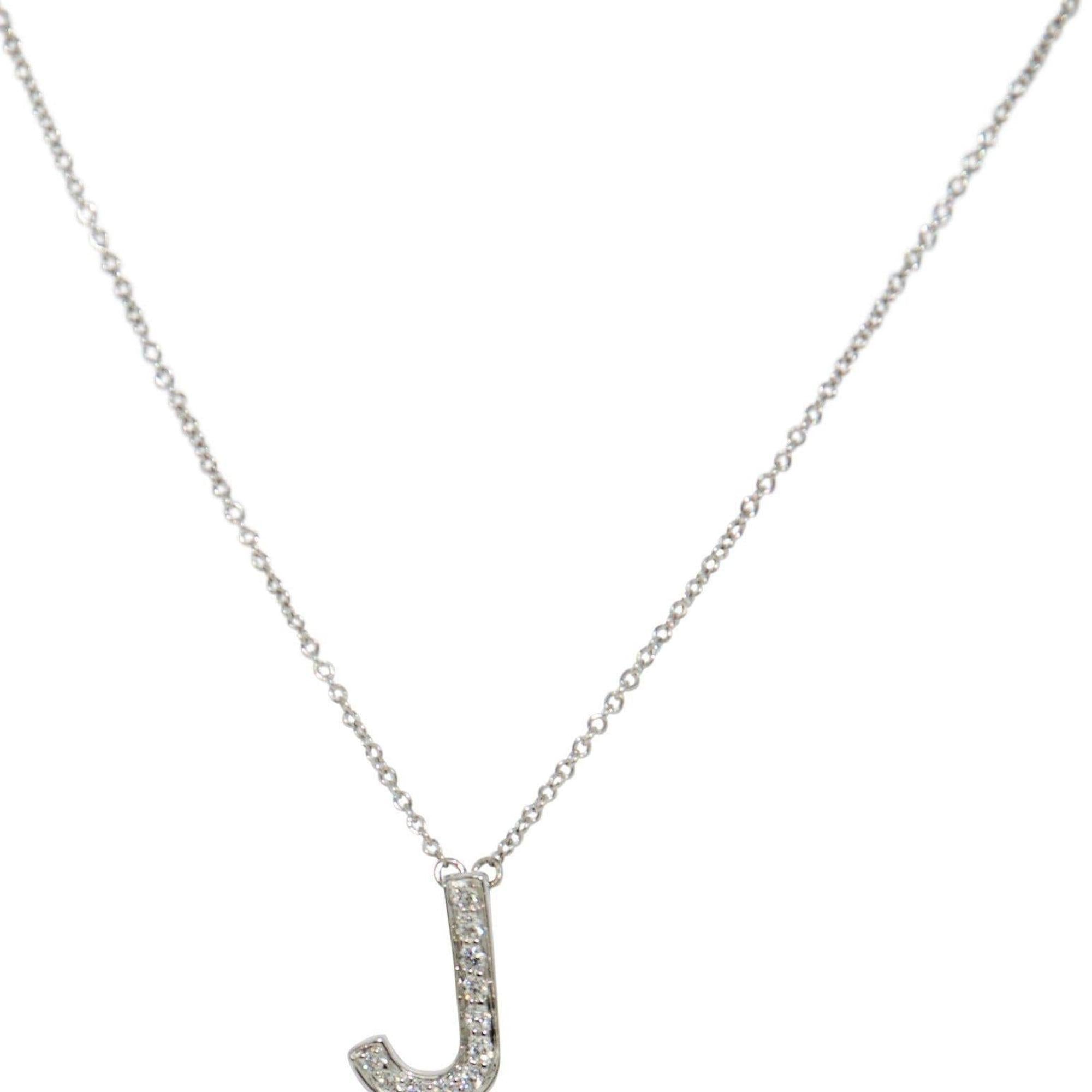 Tiffany & Co. Diamond Letter 'J' Pendant Necklace