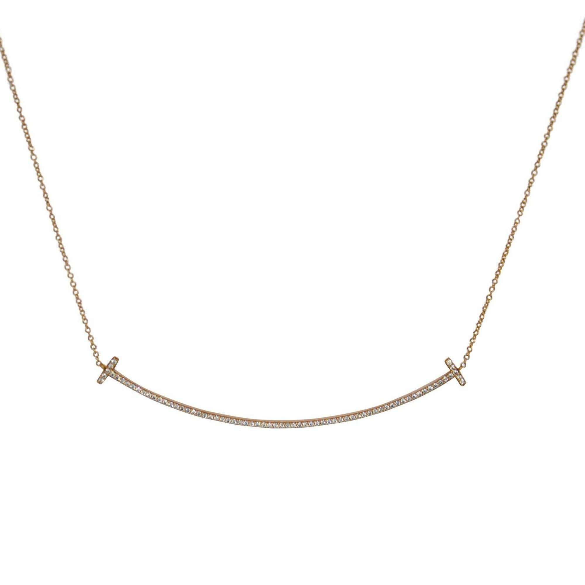 Tiffany & Co. Diamond T Smile Pendant Necklace