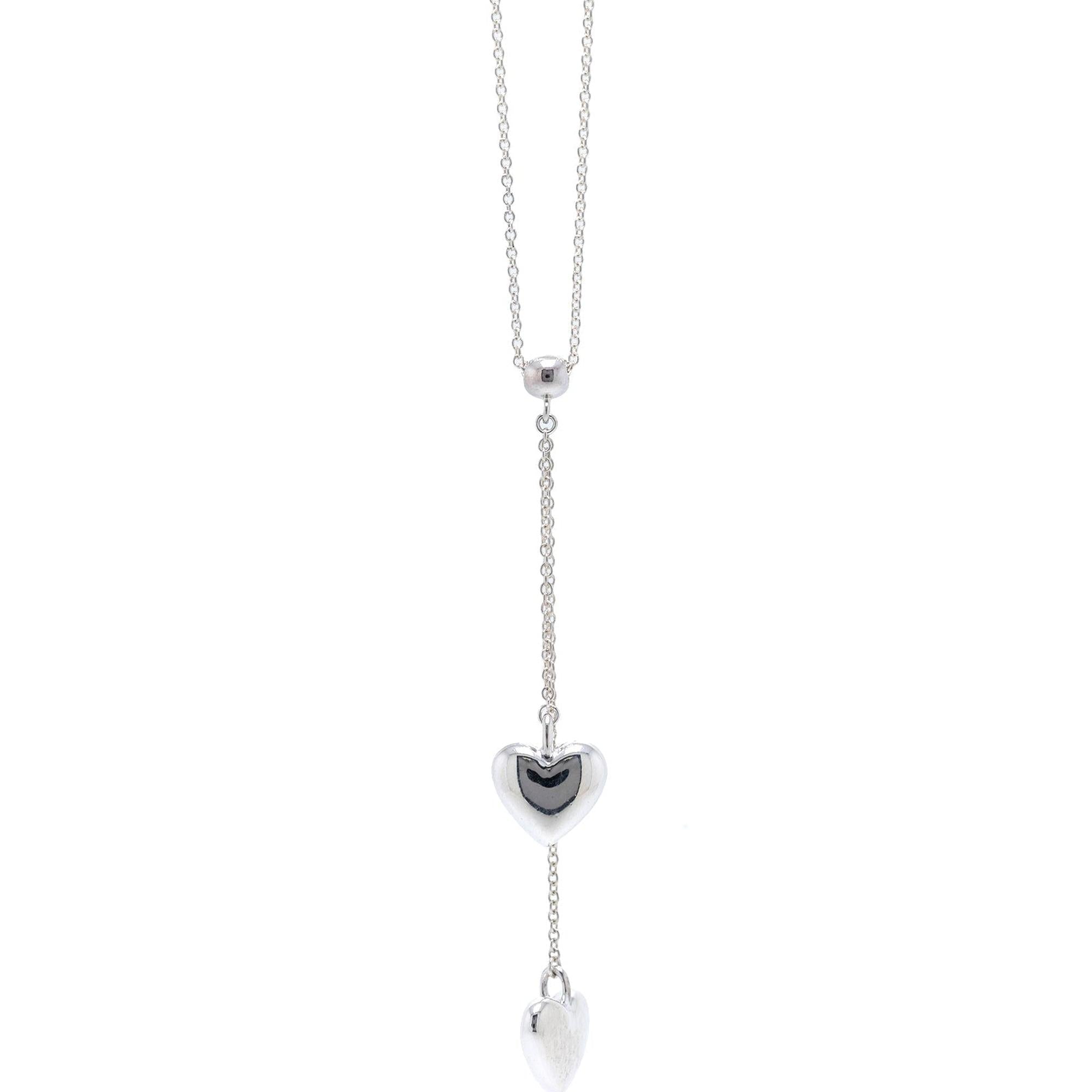 Tiffany & Co. Double Heart Dangle Pendant Necklace