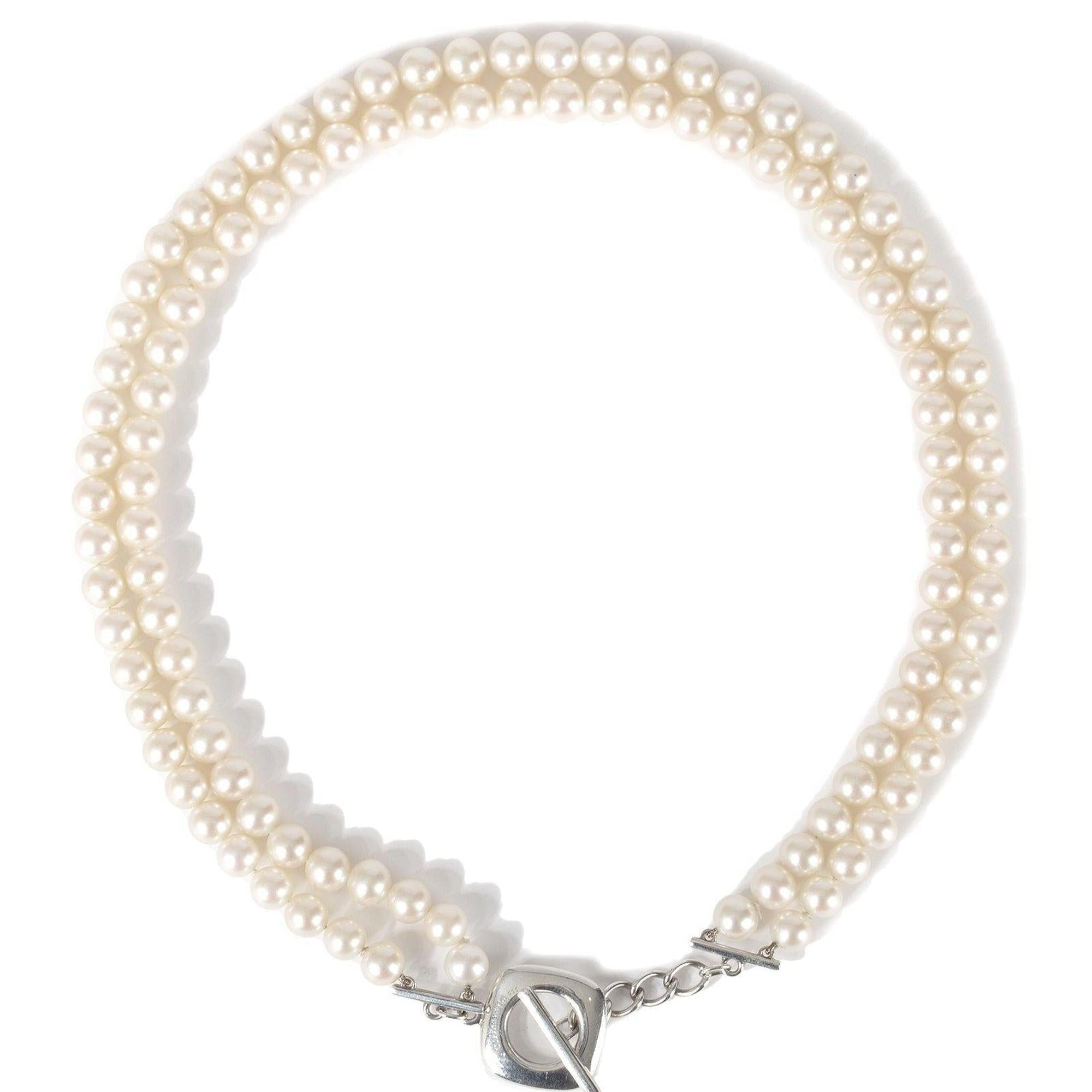 Tiffany & Co. Double Strand Pearl Toggle Necklace