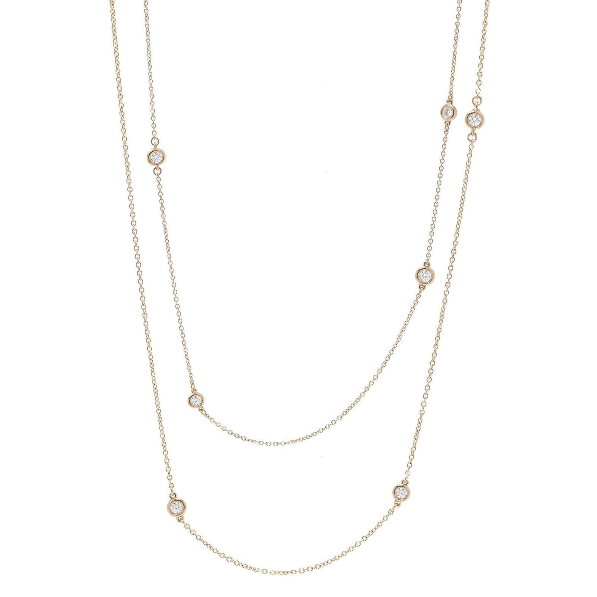 Tiffany & Co. Elsa Peretti 18k Gold Diamonds by the Yard Sprinkle Necklace w/ Box & Receipt
