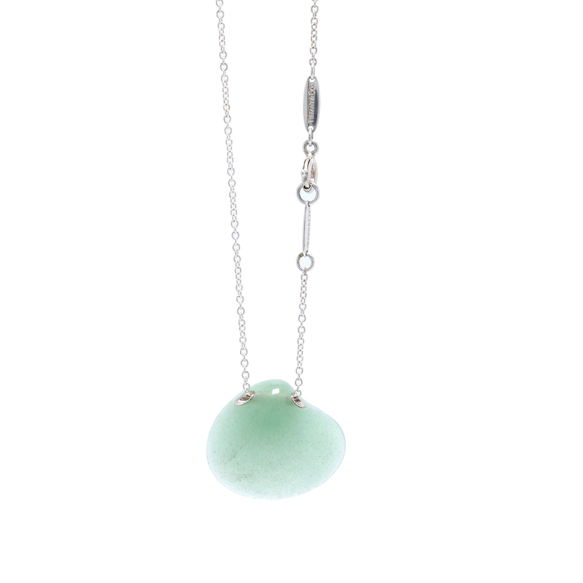 Tiffany & Co. Elsa Peretti Aventurine Quartz Cat Island Isle Shell Pendant Necklace