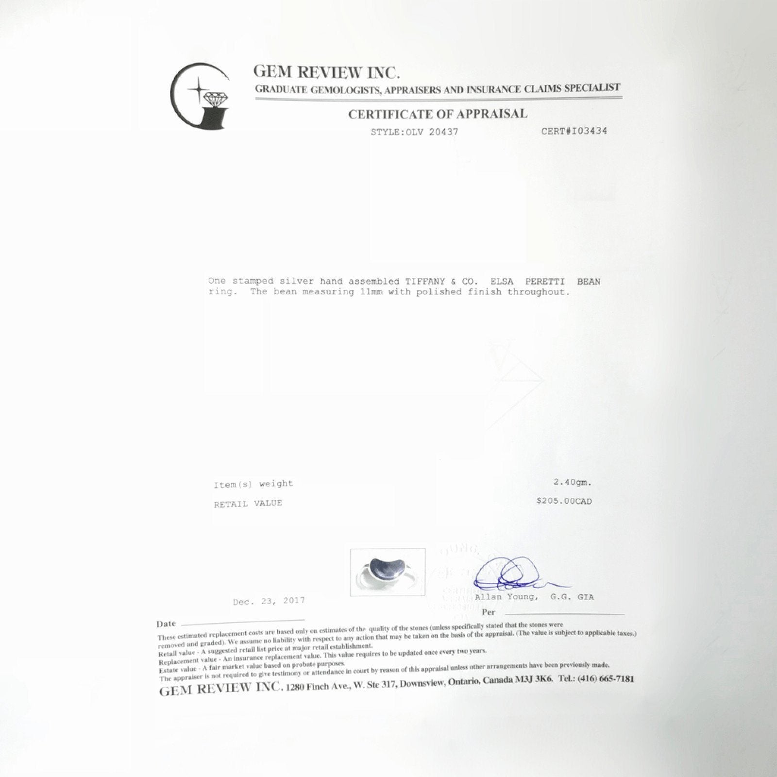 Tiffany & Co. Elsa Peretti Bean Ring