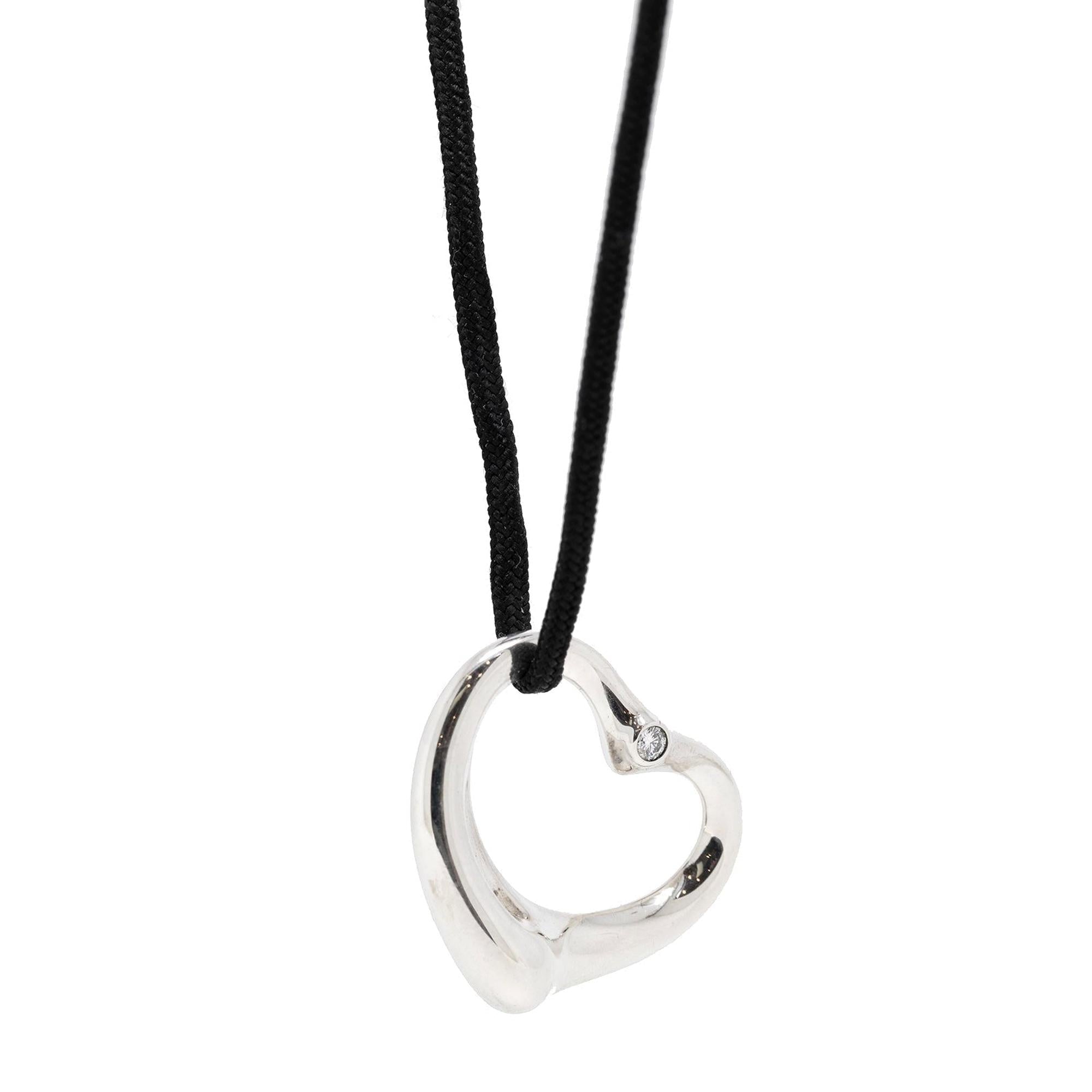 Tiffany & Co. Elsa Peretti Diamond Open Heart Pendant Necklace