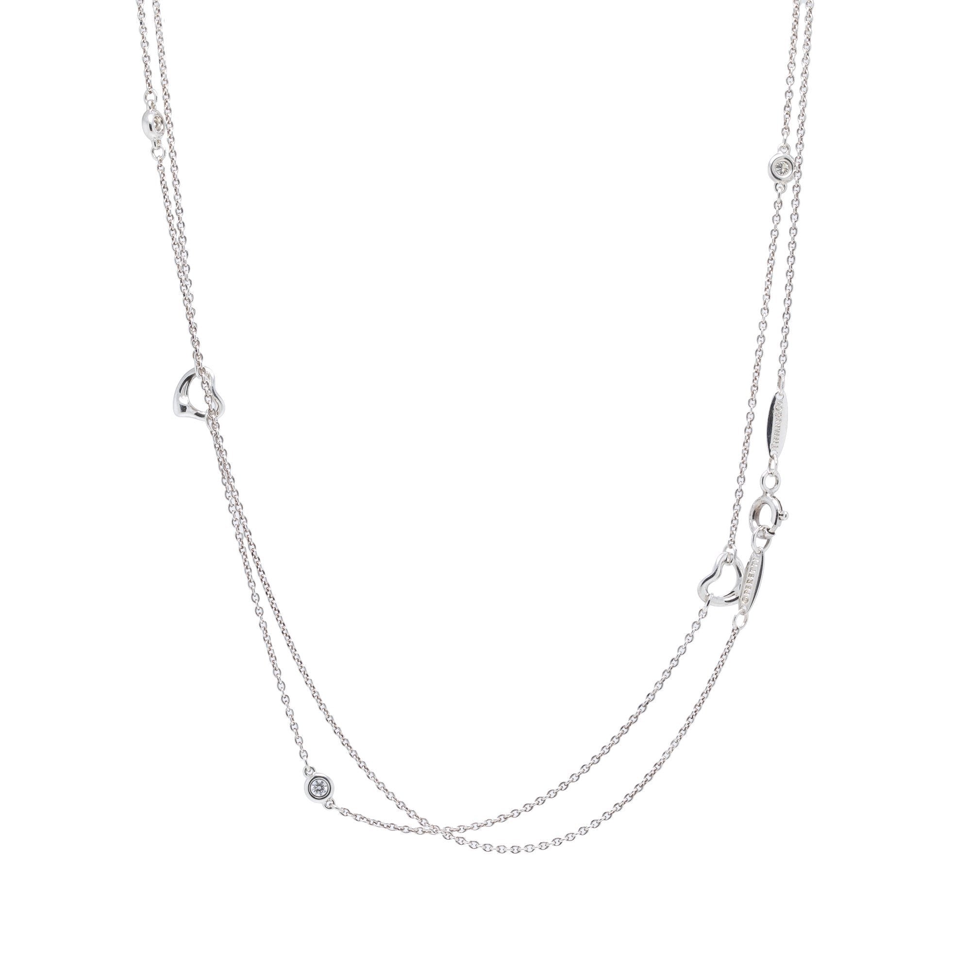 Tiffany & Co. Elsa Peretti Diamonds by the Yard Open Heart Sprinkle Necklace