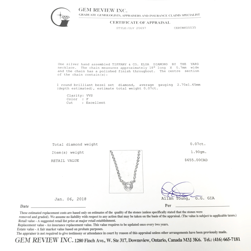 Tiffany & Co. Elsa Peretti Diamonds by the Yard Pendant Necklace