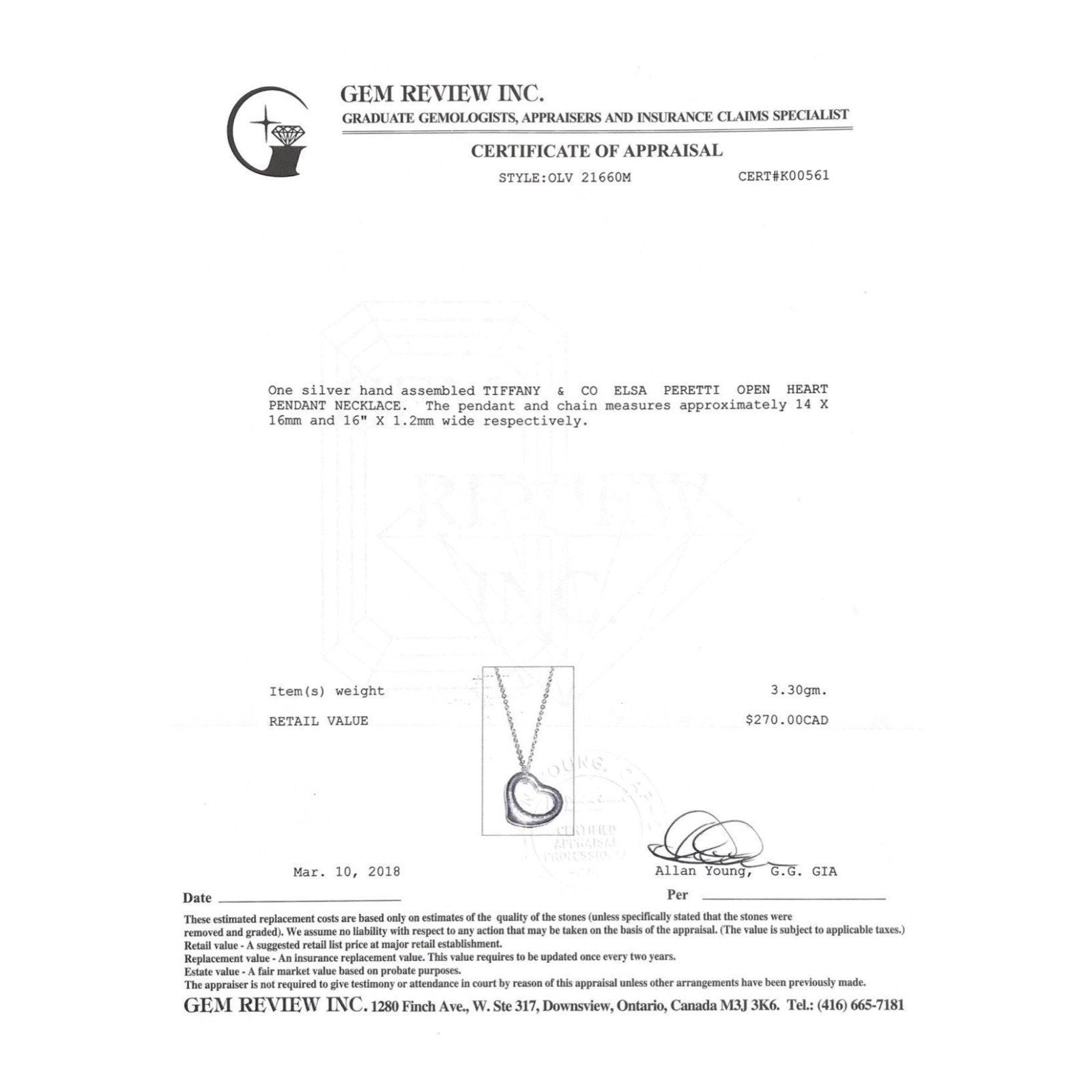 Tiffany & Co. Elsa Peretti Open Heart Pendant Necklace in Sterling Silver