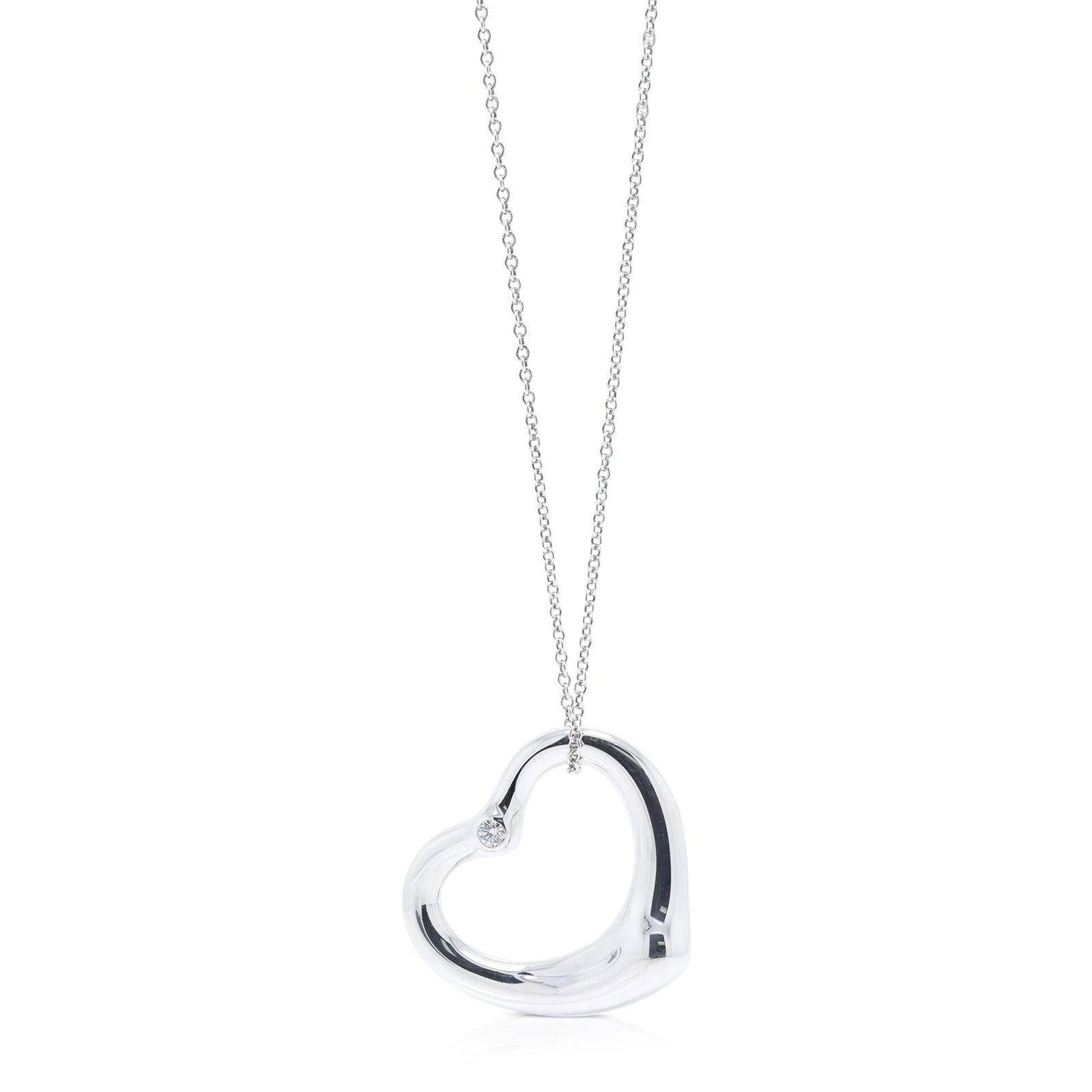 Tiffany & Co. Elsa Peretti Open Heart Pendant Necklace with Diamond