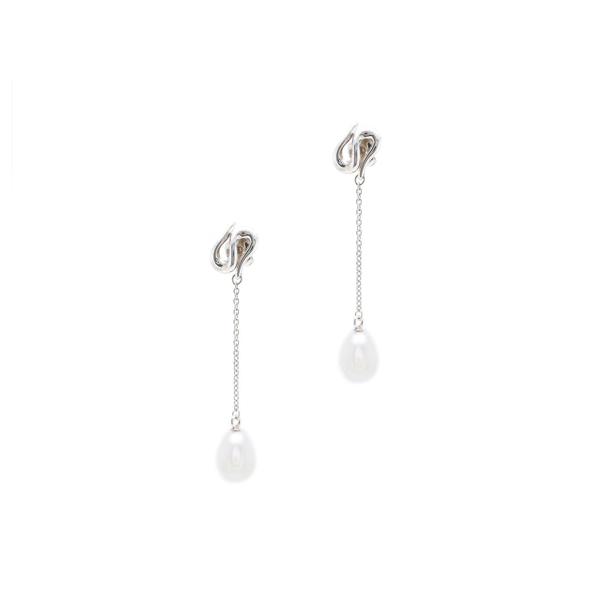 Tiffany & Co. Elsa Peretti Open Wave Pearl Drop Earrings