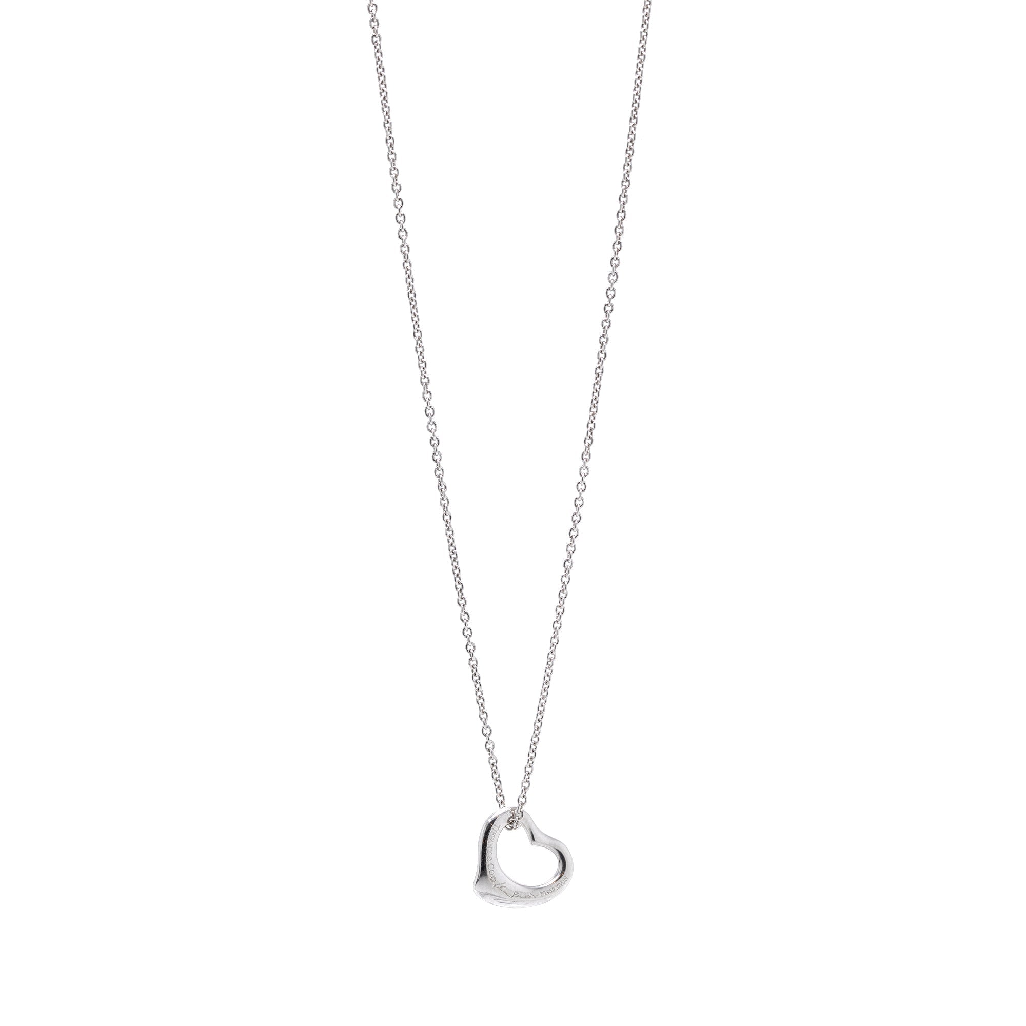 Tiffany & Co. Elsa Peretti Platinum Mini Open Heart Pendant Necklace, 11 mm