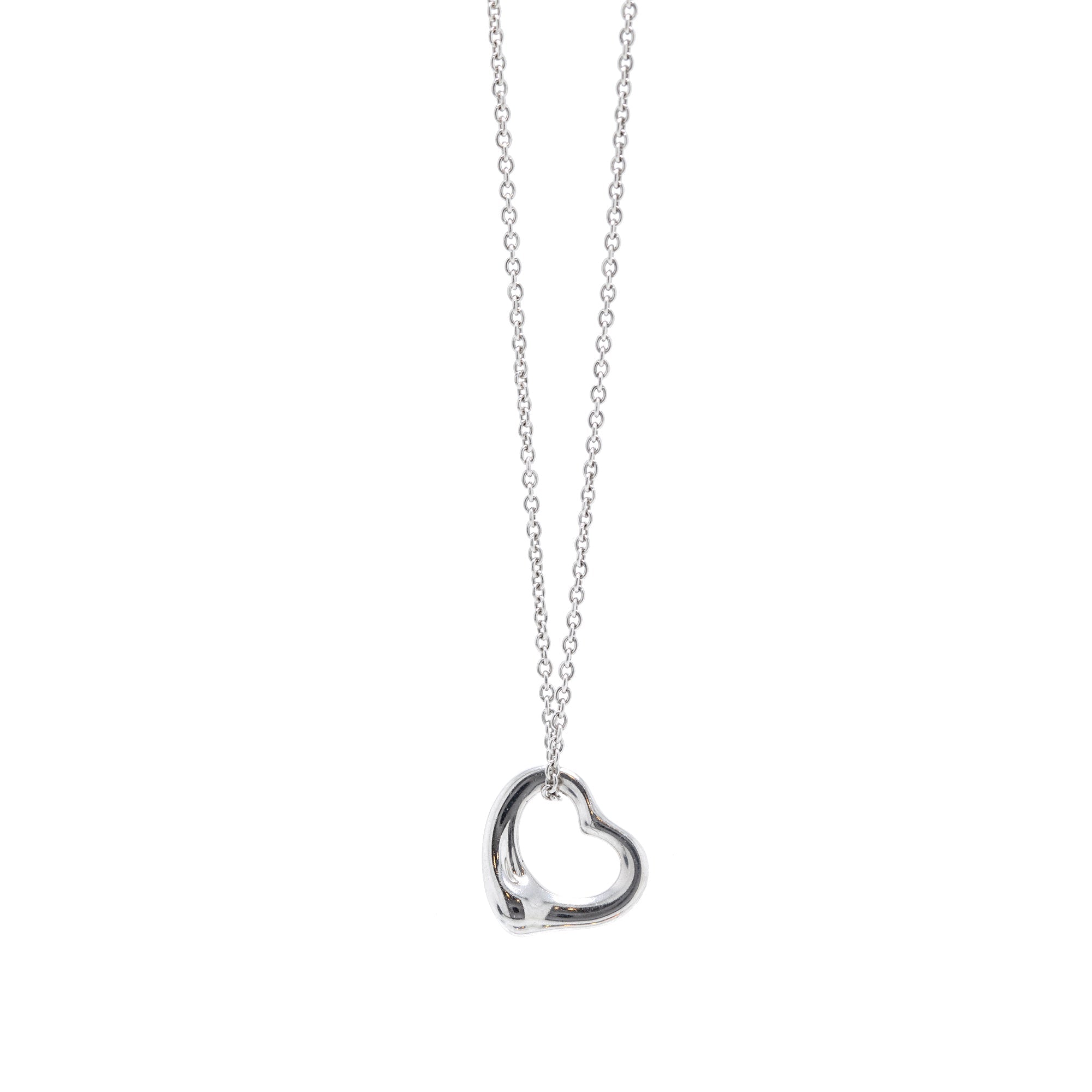 Tiffany & Co. Elsa Peretti Platinum Mini Open Heart Pendant Necklace, 11 mm