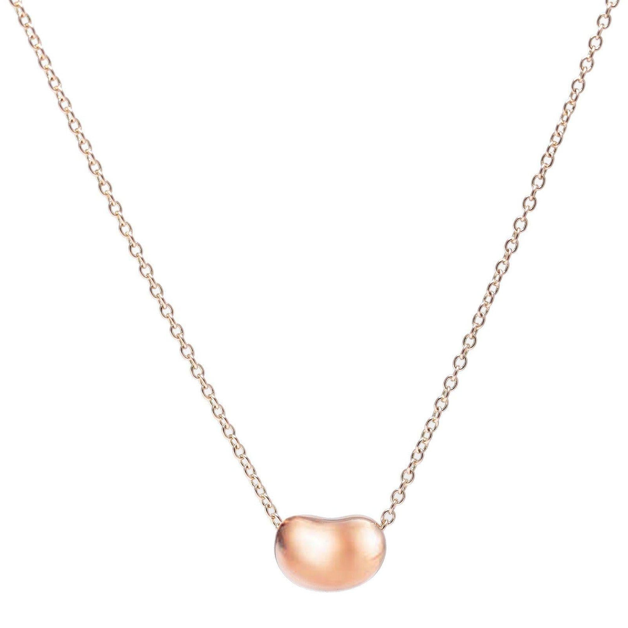 Tiffany & Co. Elsa Peretti Rose Gold Bean Pendant Necklace