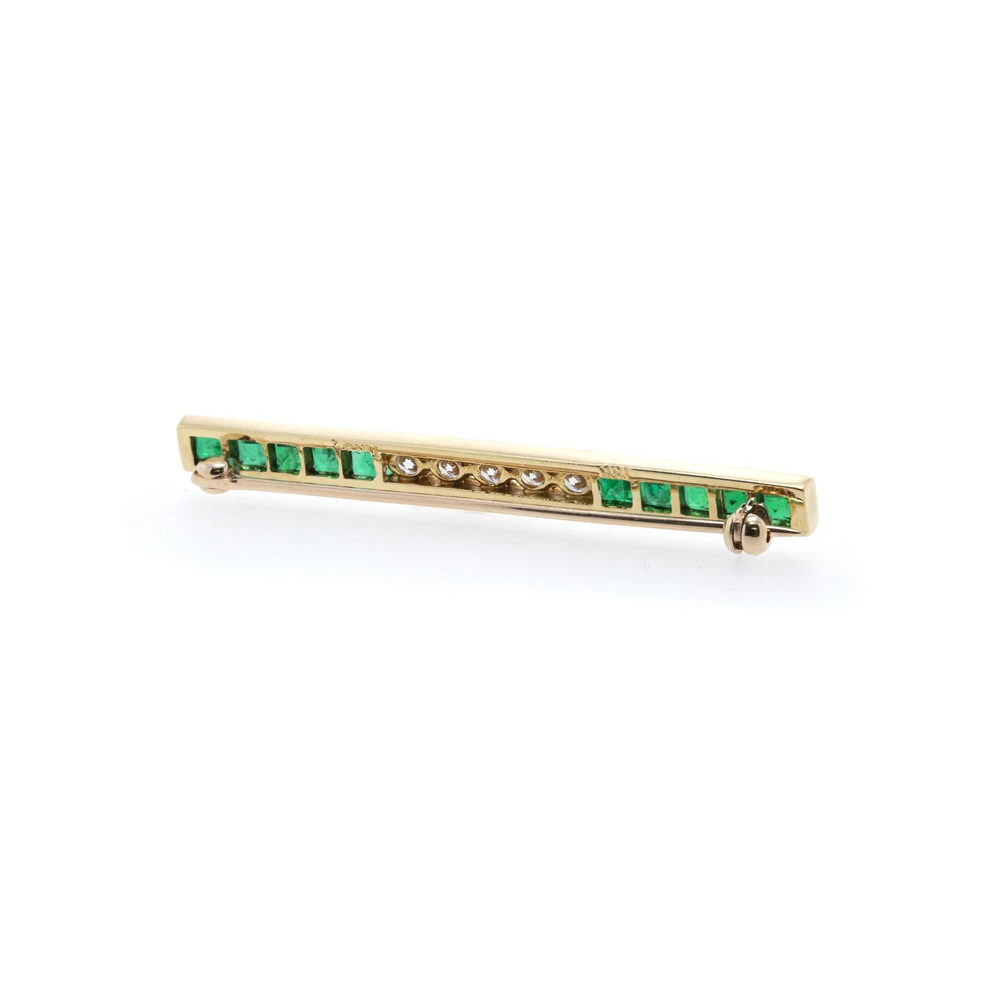 Tiffany & Co. Emerald & Diamond Bar Brooch