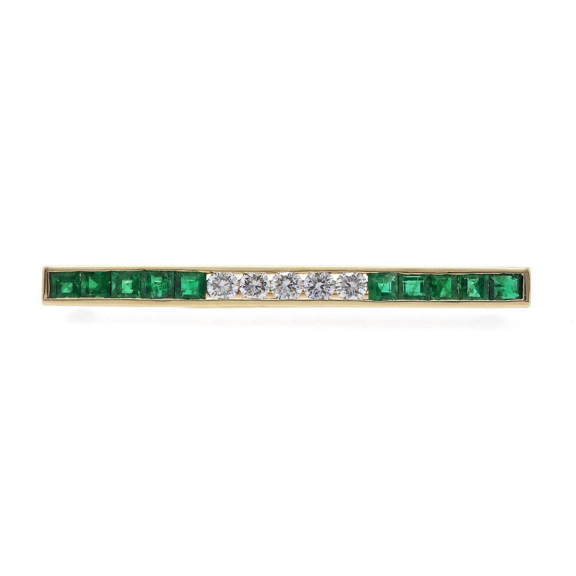 Tiffany & Co. Emerald & Diamond Bar Brooch