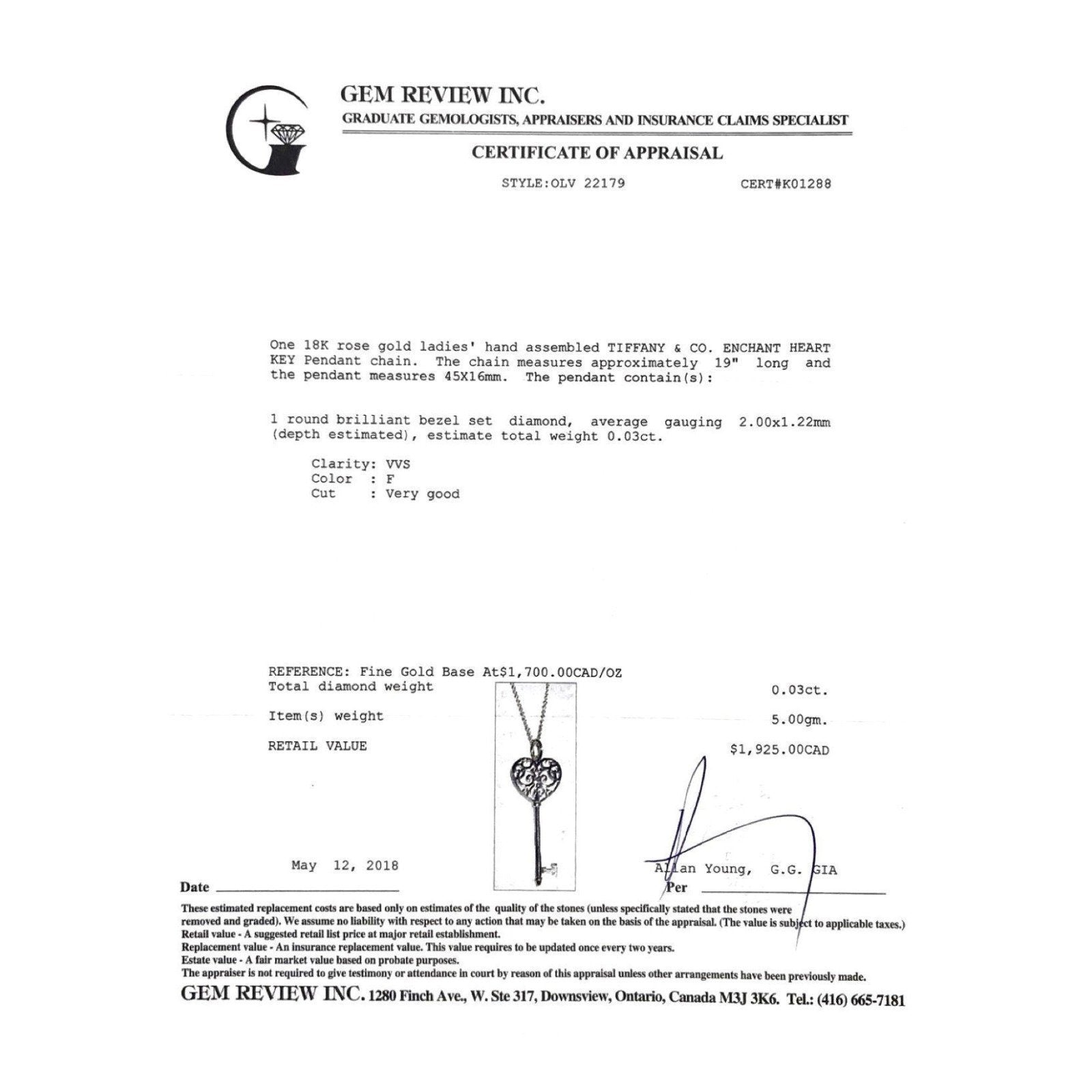 Tiffany & Co. Enchant Key Pendant Necklace