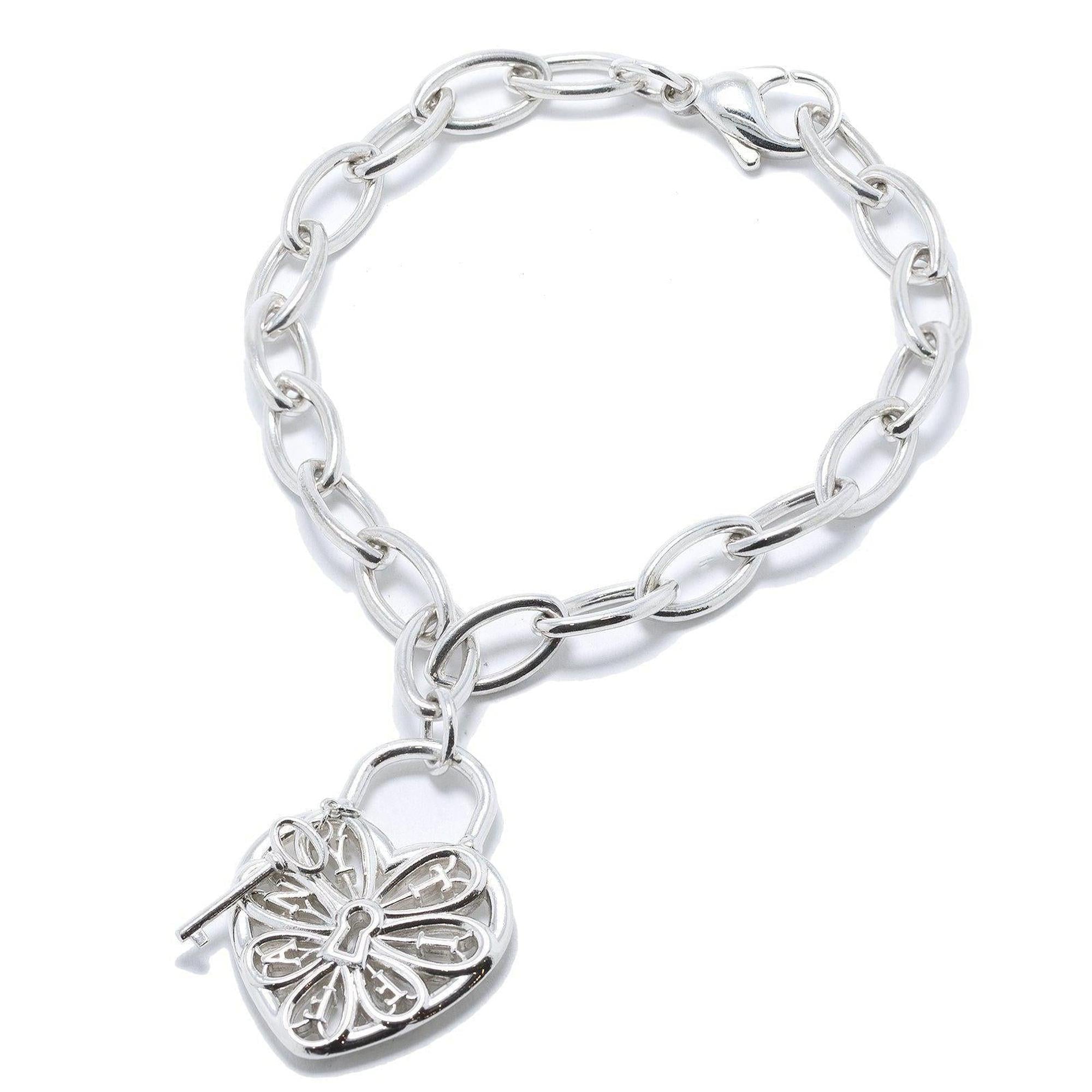 Tiffany & Co. Filigree Heart Lock and Key Charm Bracelet