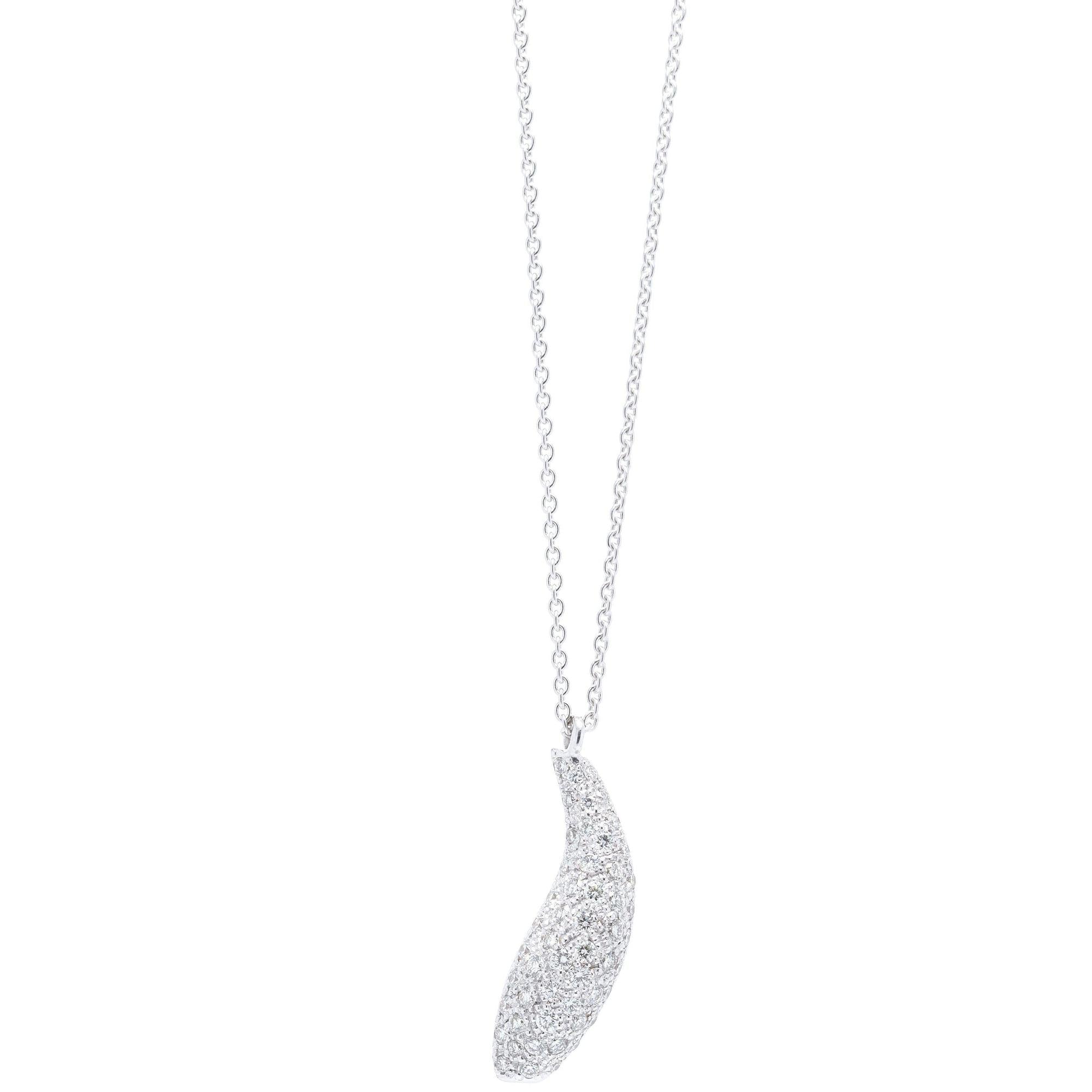 Tiffany & Co. Frank Gehry 18k White Gold Diamond Fish Pendant Necklace