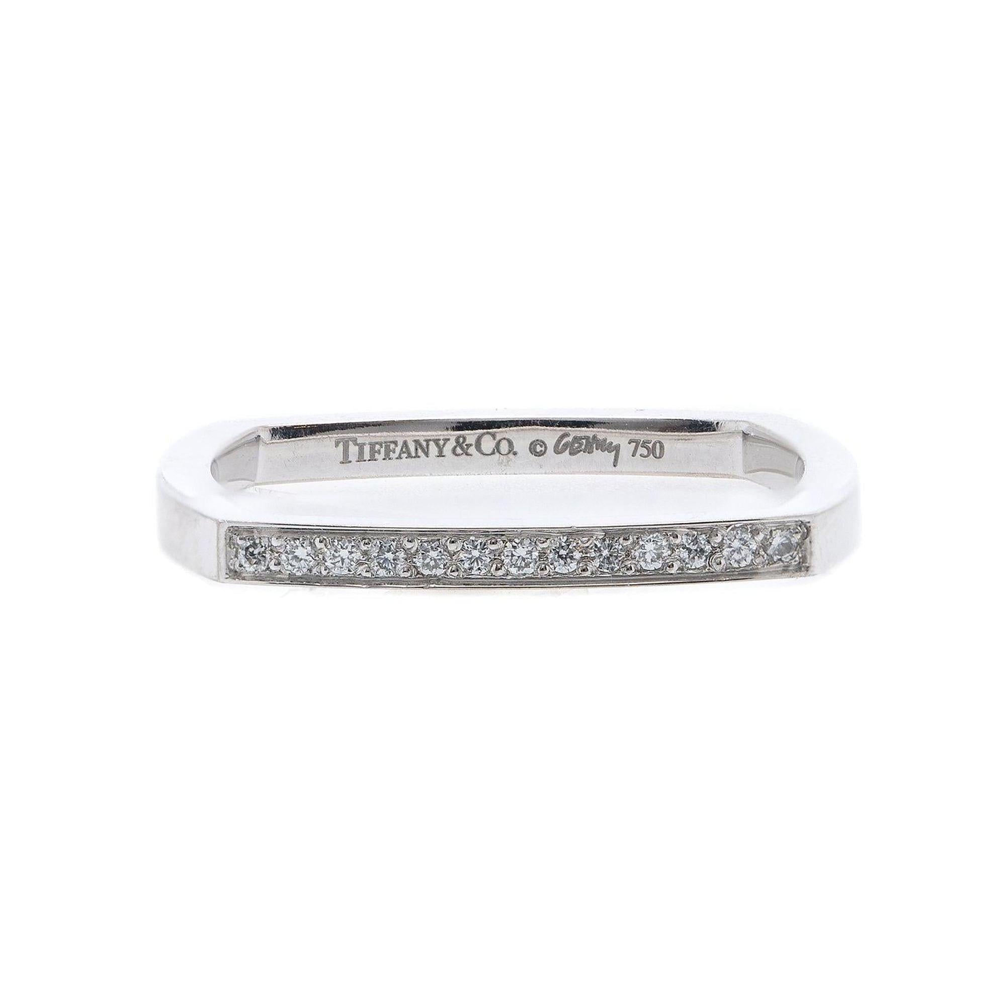 Tiffany & Co. Frank Gehry 18k White Gold and Diamonds Micro Torque Ring