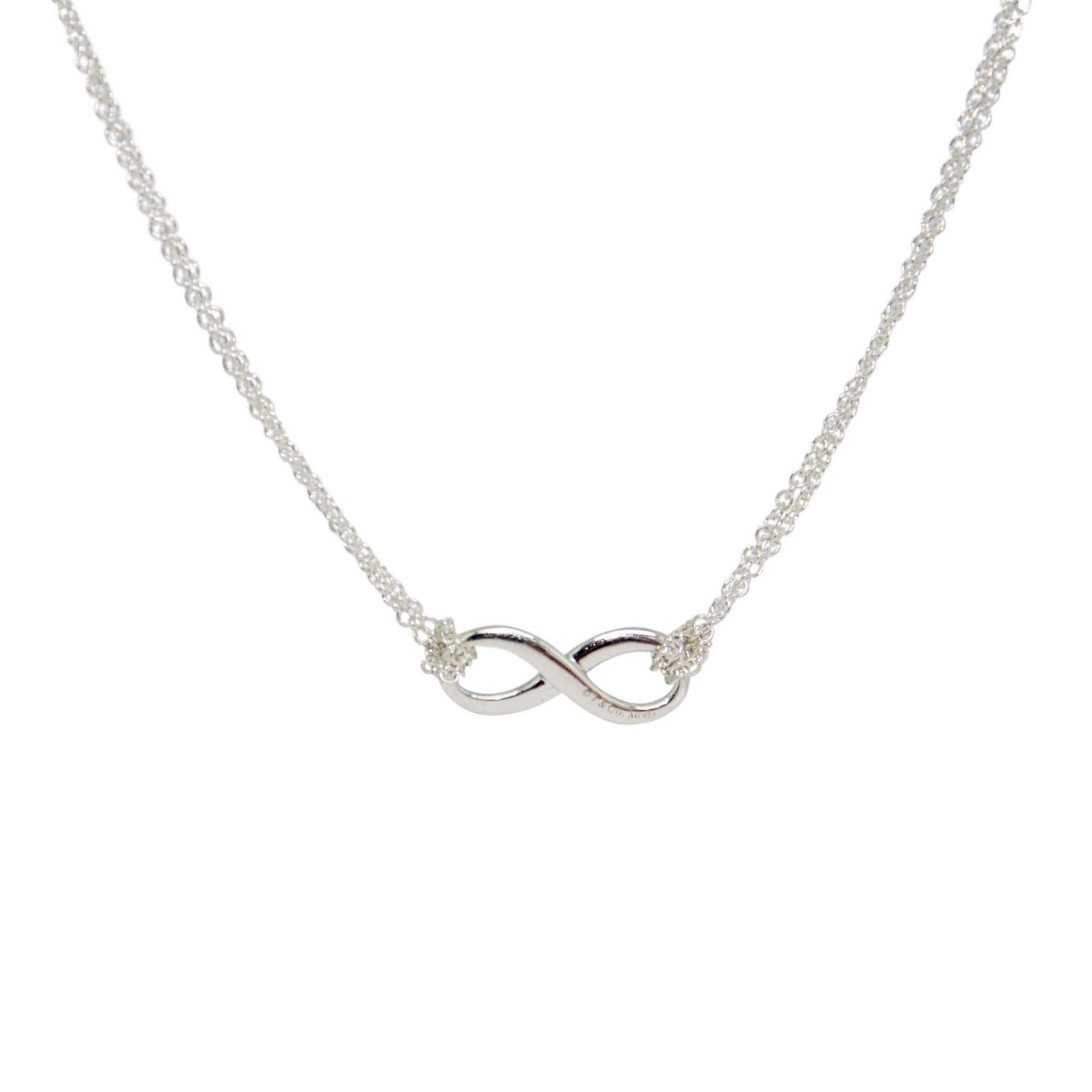 Tiffany & Co. Infinity Pendant Necklace with Blue Enamel
