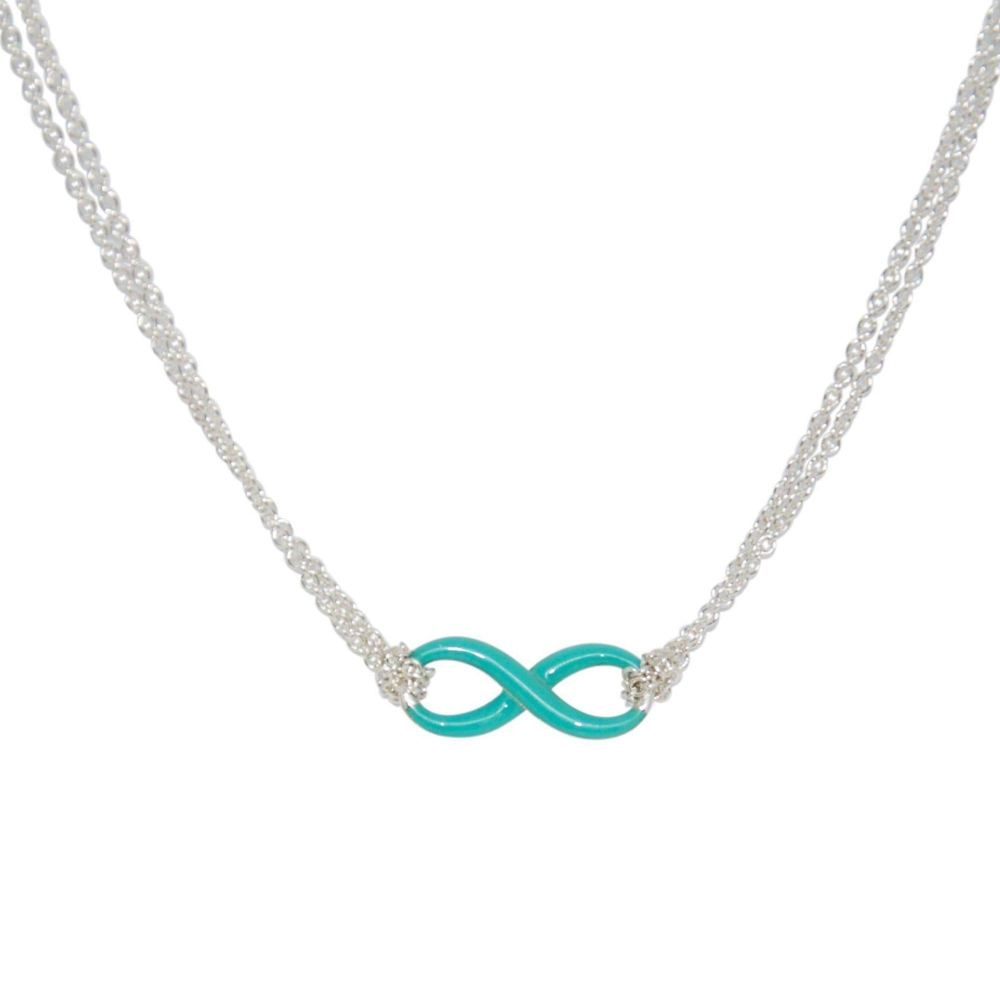 Tiffany & Co. Infinity Pendant Necklace with Blue Enamel