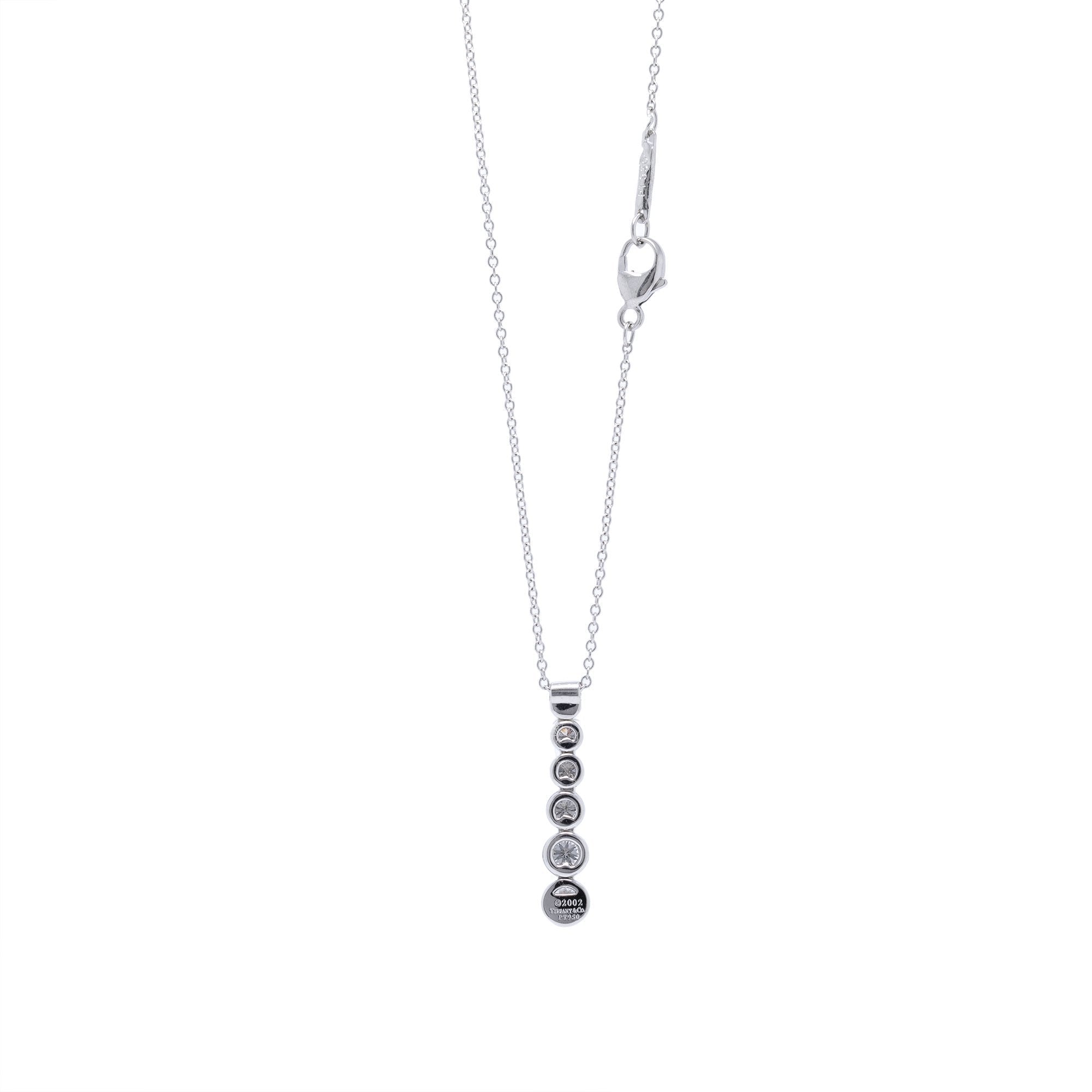 Tiffany & Co. Jazz Platinum Graduated Diamond Drop Pendant Necklace