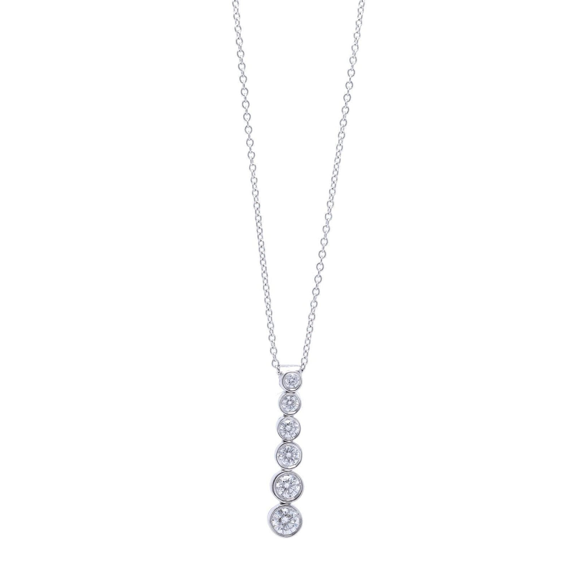 Tiffany & Co. Jazz Platinum Graduated Diamond Drop Pendant Necklace
