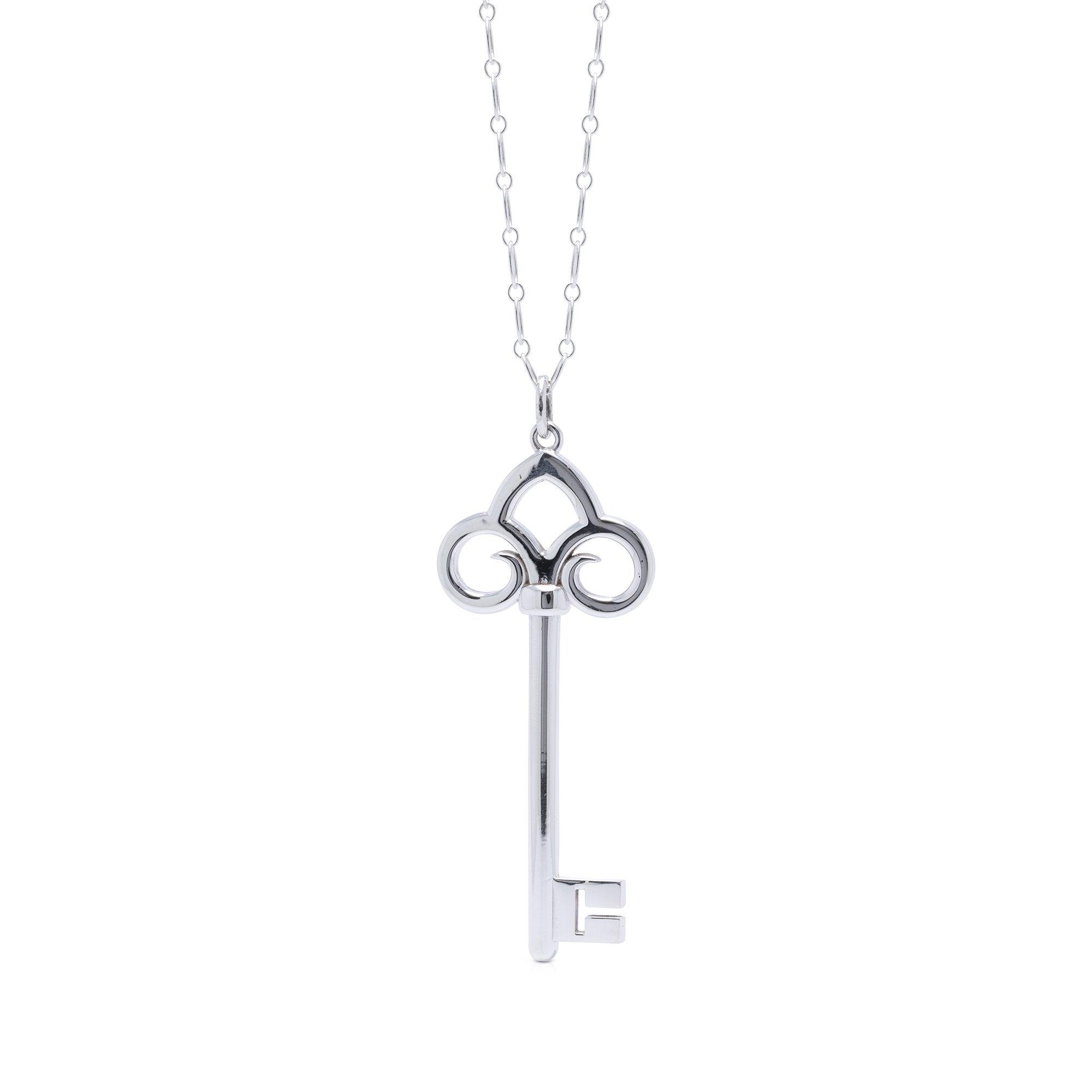 Tiffany & Co. Large Fleur De Lis Key Pendant Necklace