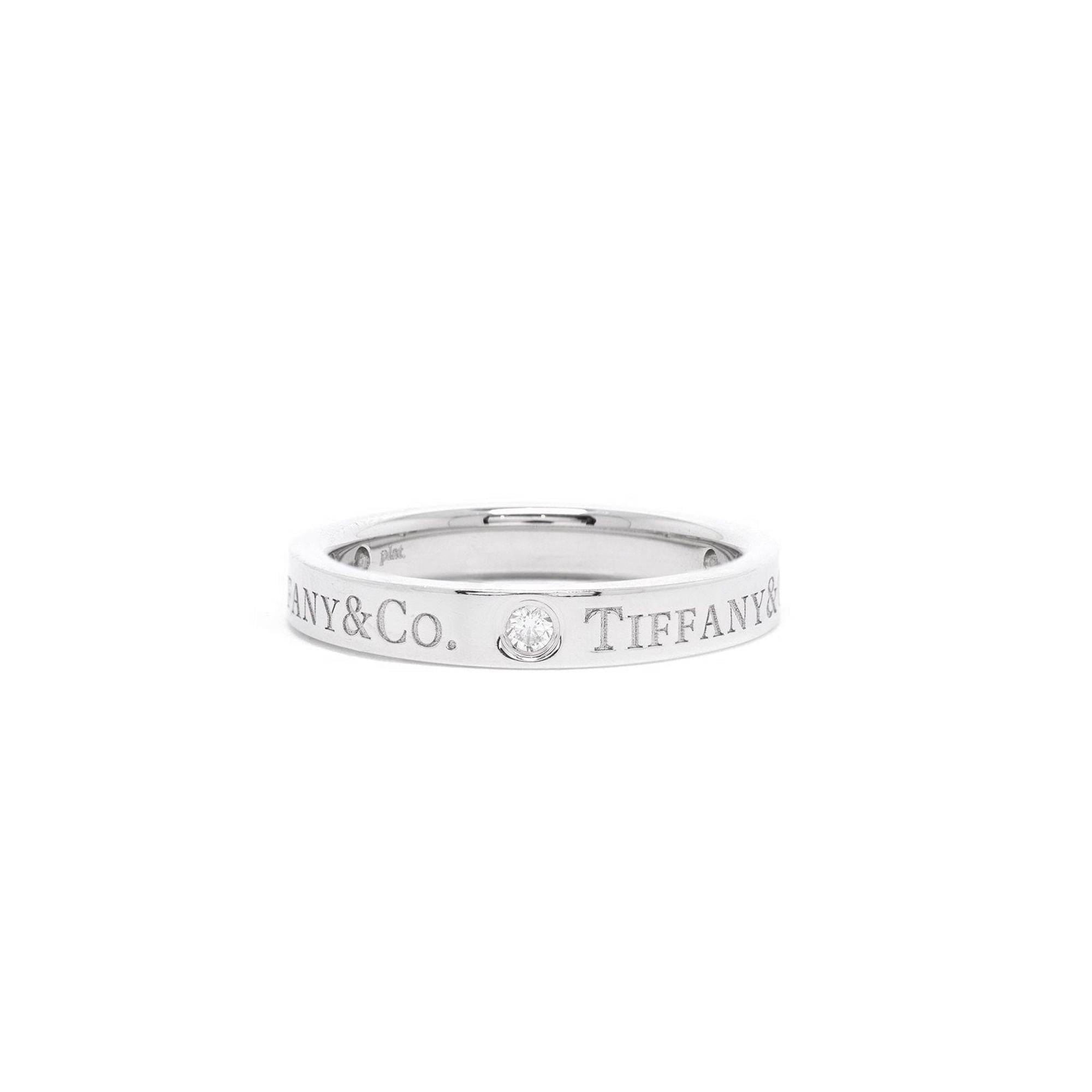 Tiffany & Co. Logo Platinum & 3 Diamond Band Ring