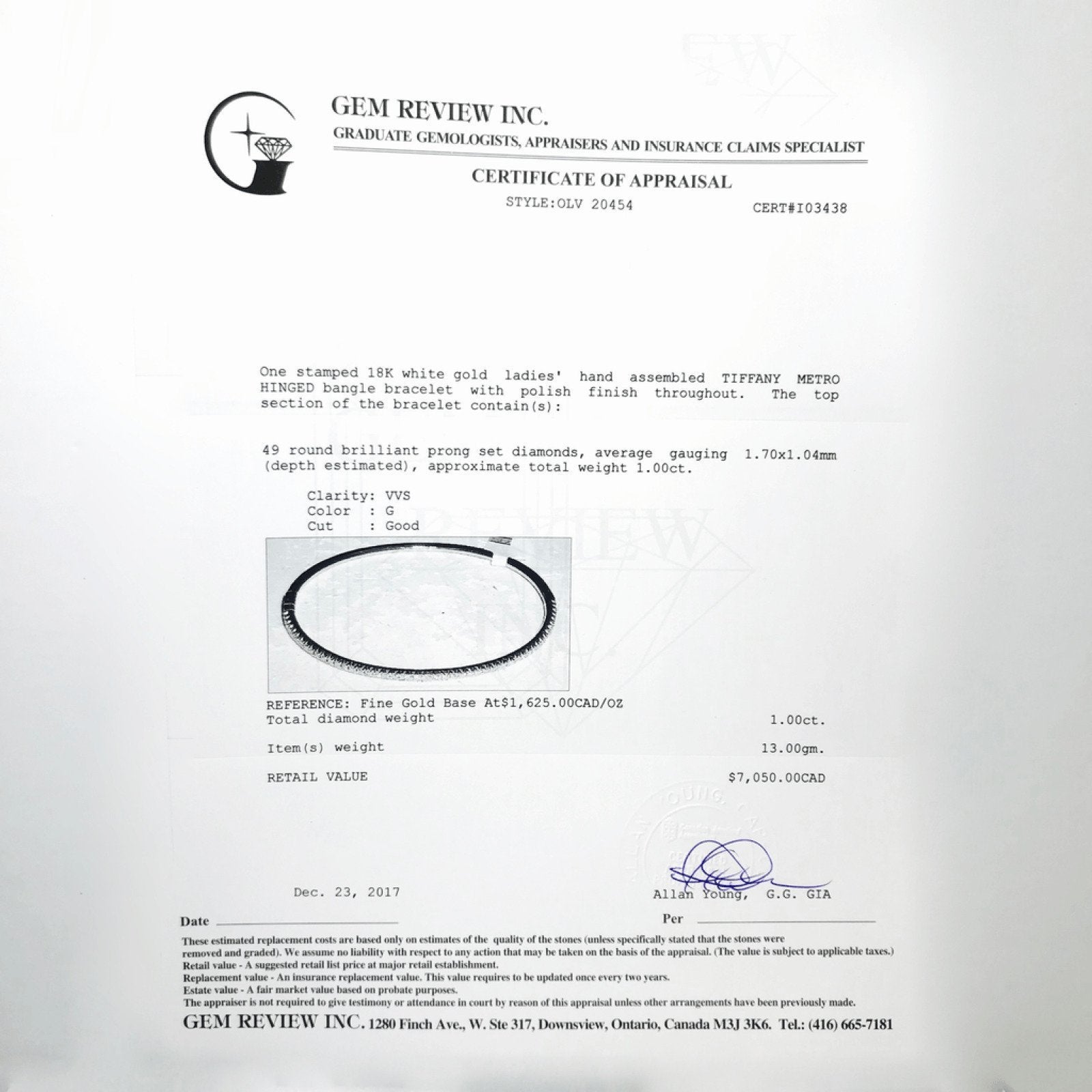 Tiffany & Co. Metro Diamond Hinged Bangle