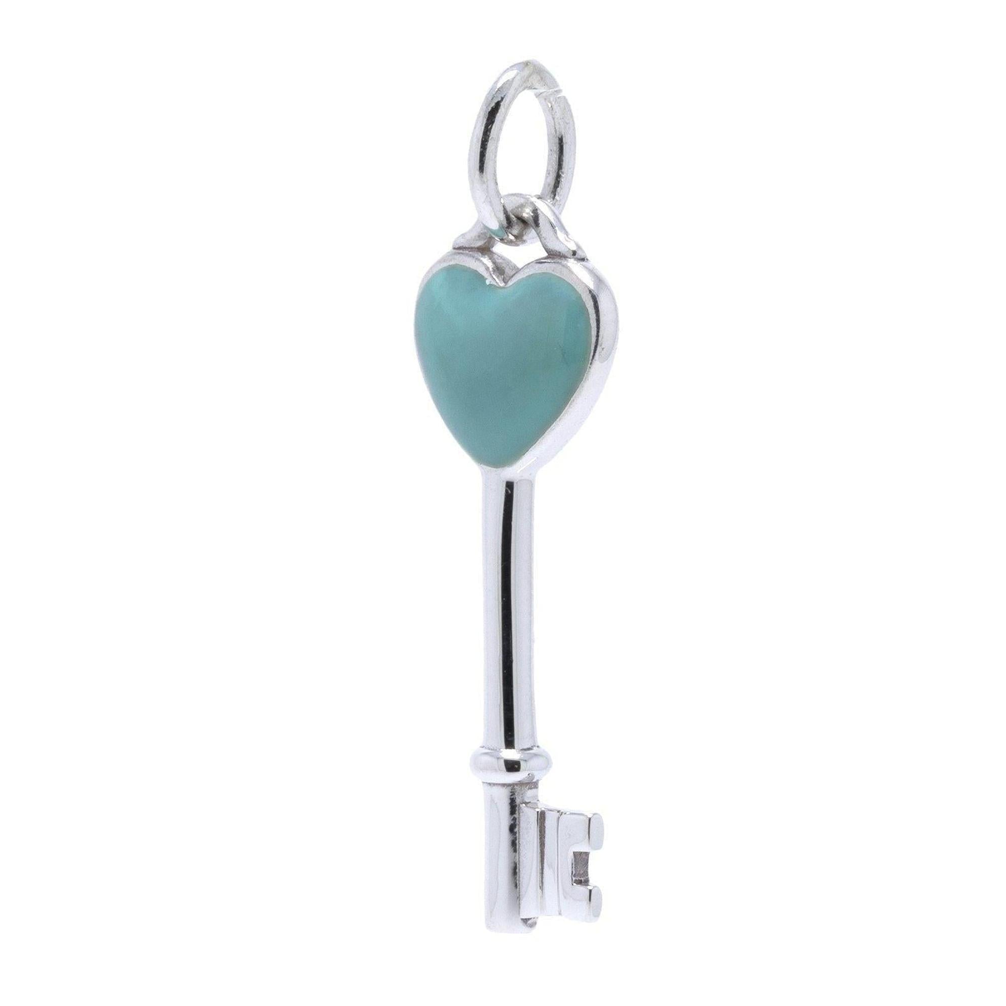 Tiffany & Co. Mini Heart Key Pendant with Blue Enamel