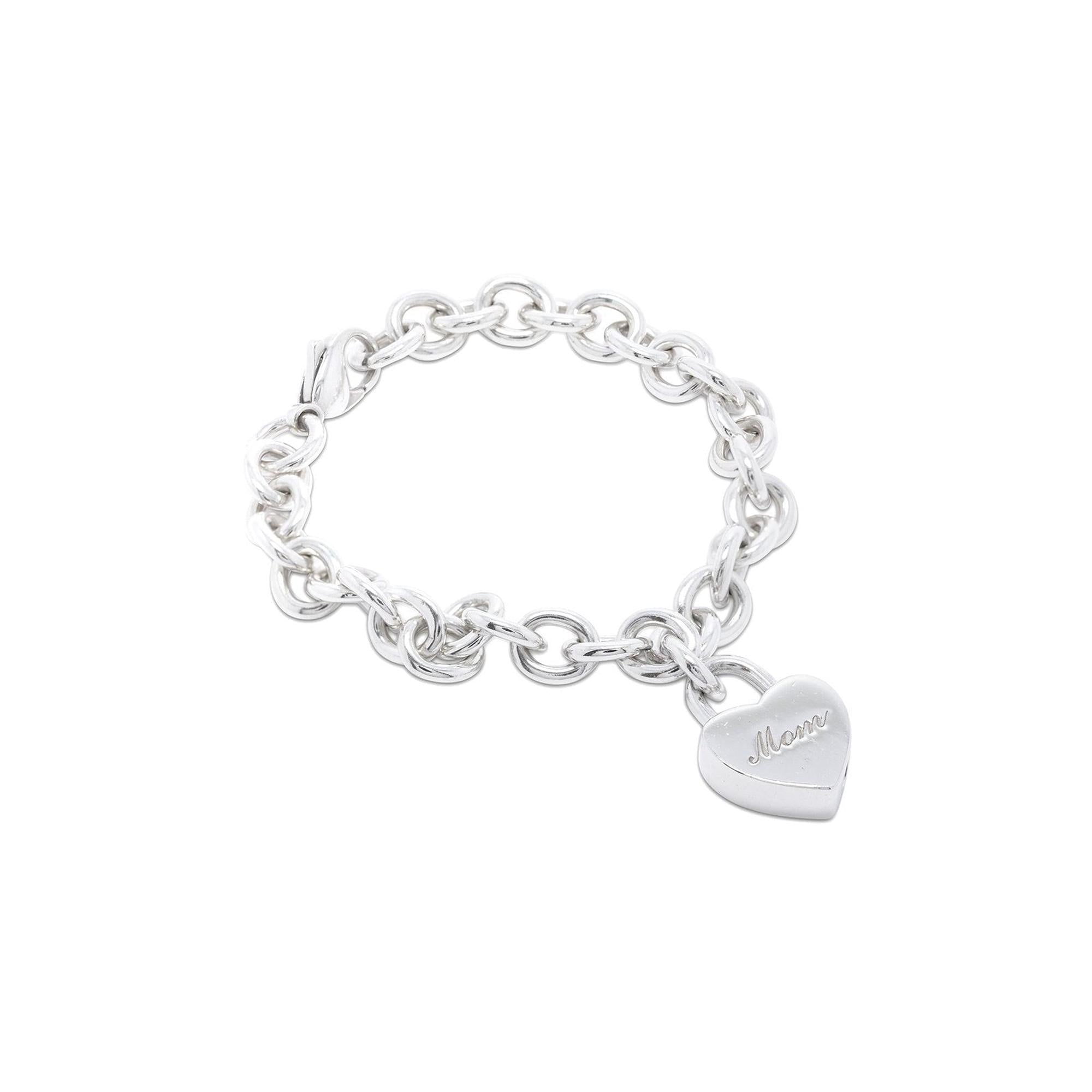 Tiffany & Co. 'Mom' Heart Lock Charm Bracelet