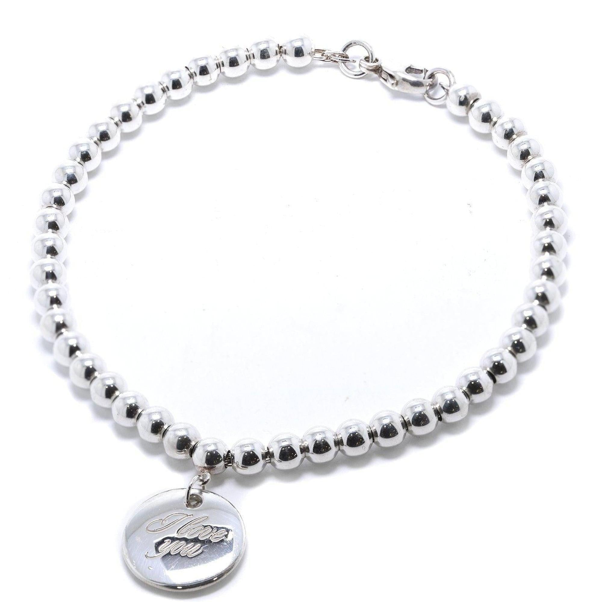 Tiffany & Co. Notes "I Love You"Disc Charm Bead Bracelet