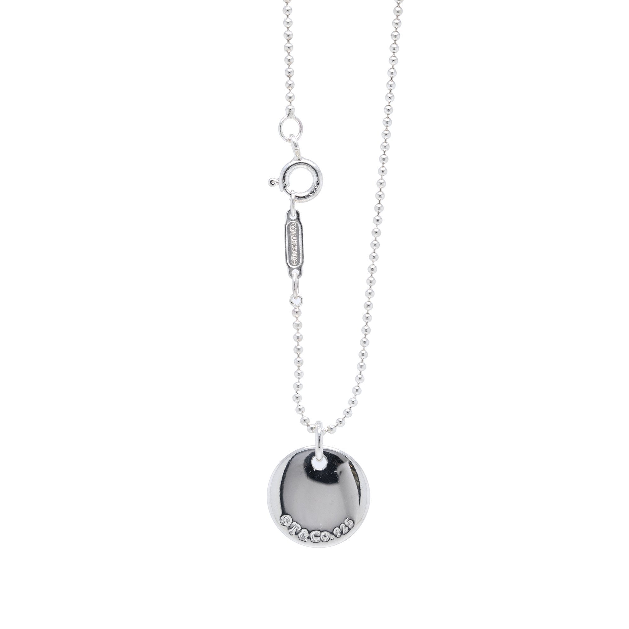 Tiffany & Co. Notes Letter 'A' Disc Charm Pendant Necklace