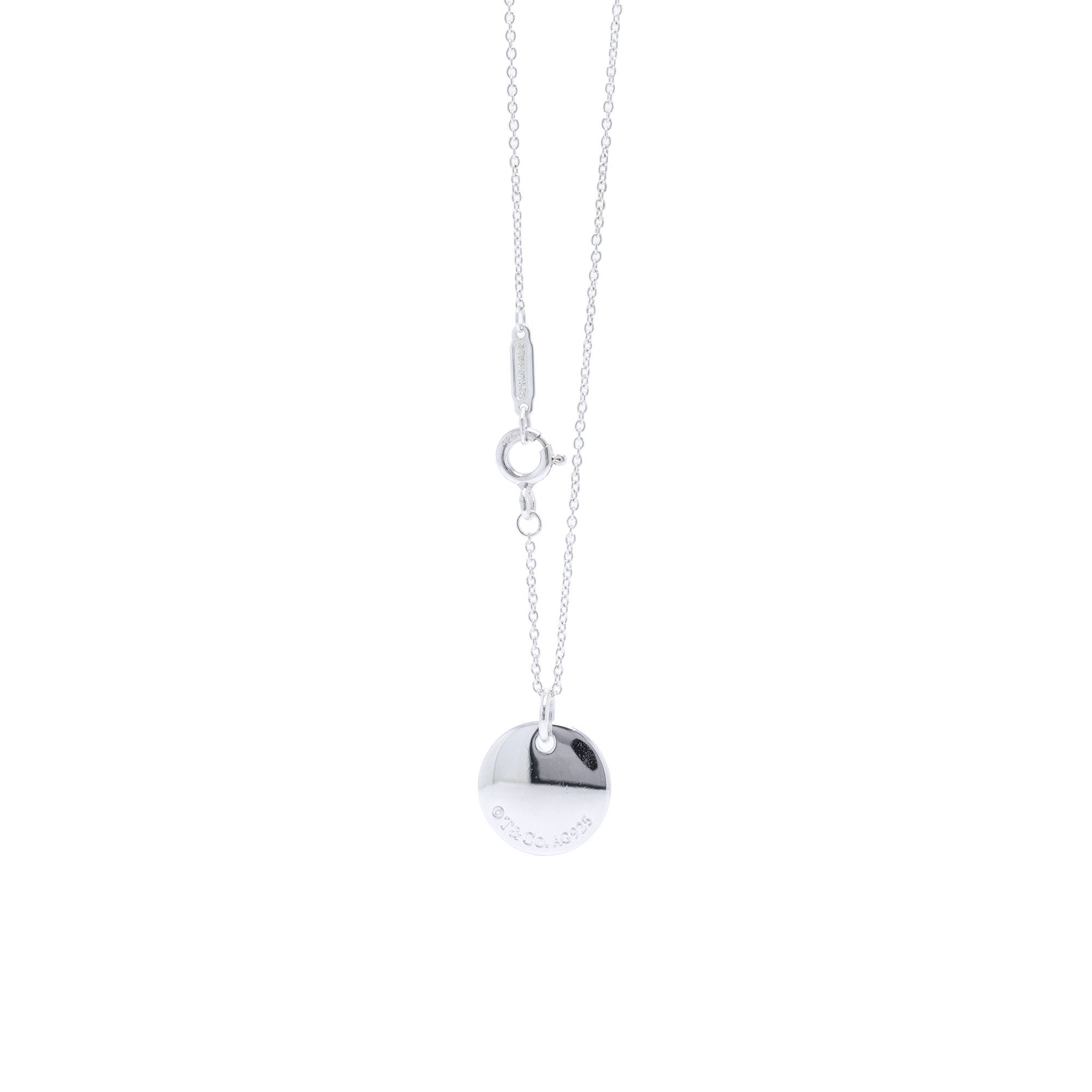 Tiffany & Co. Notes Letter 'A' Disc Charm Pendant Necklace