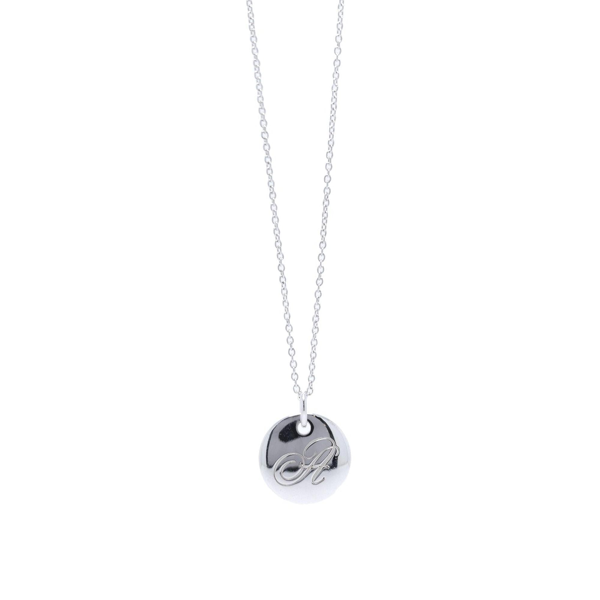 Tiffany & Co. Notes Letter 'A' Disc Charm Pendant Necklace