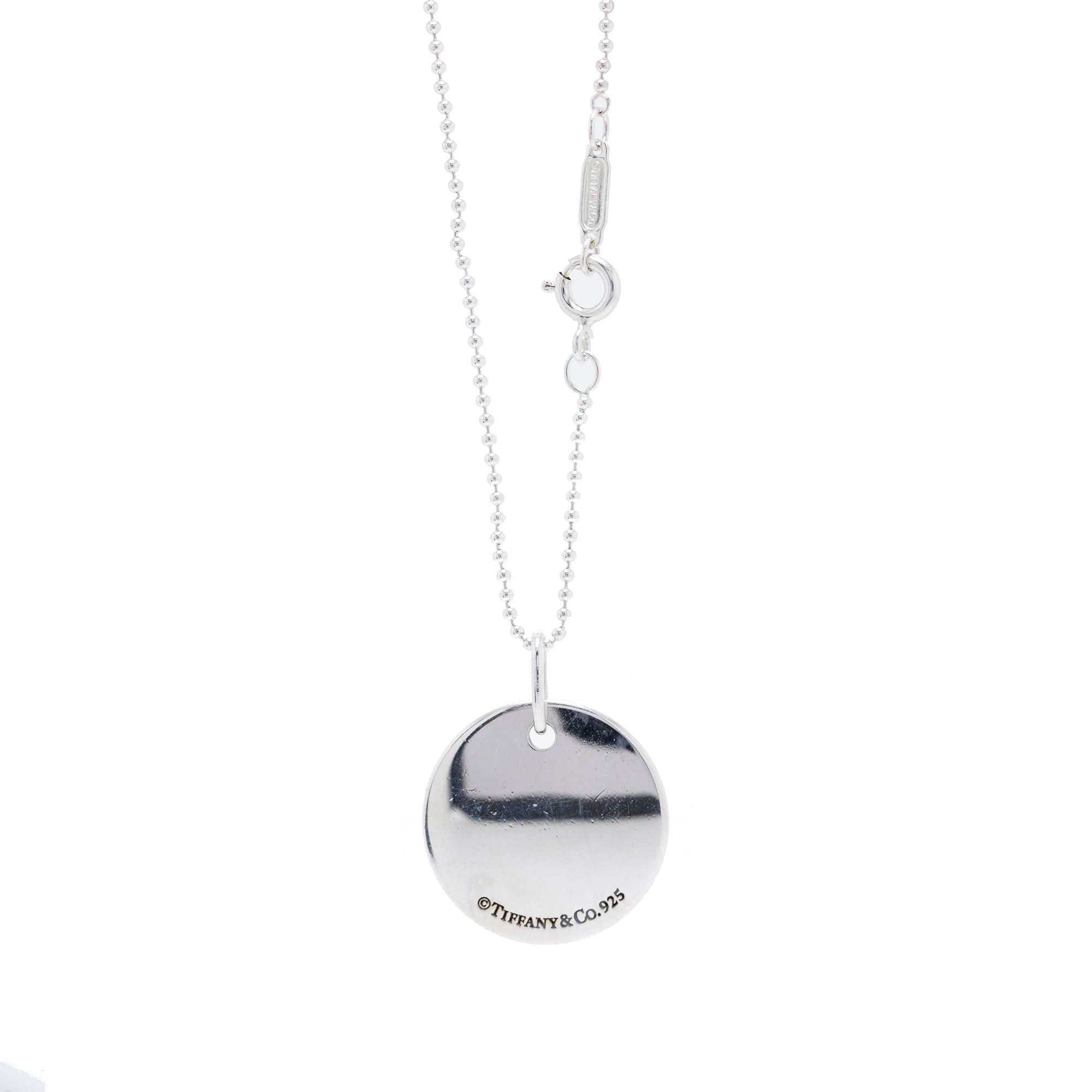 Tiffany & Co. Notes Letter 'A' Large Disc Charm Pendant Necklace